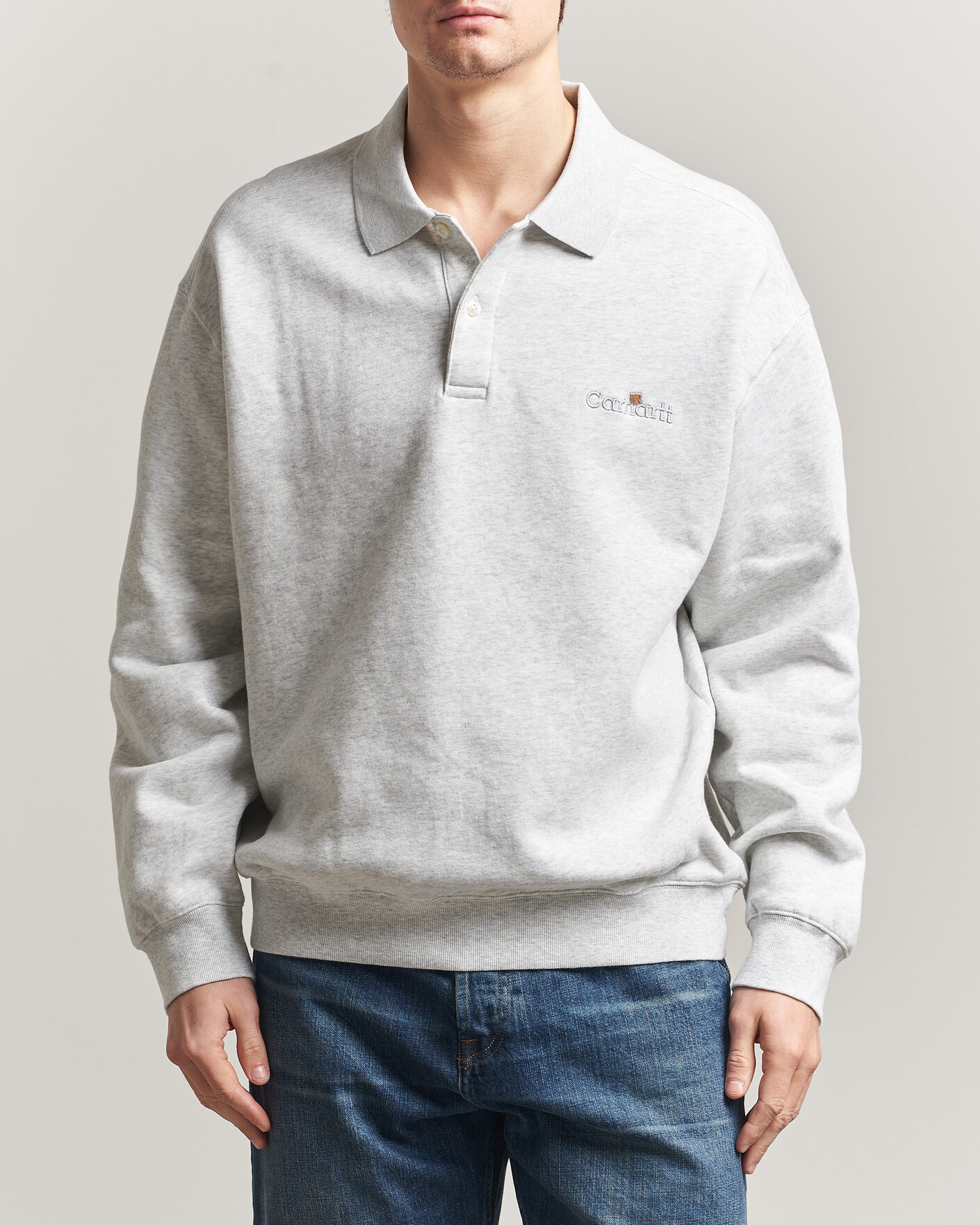 Carhartt WIP WIP Label Polo Sweatshirt Ash Heather at CareOfCarl.com