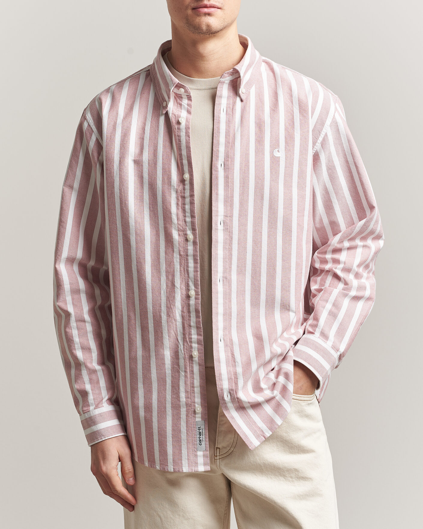 Men | Shirts | Carhartt WIP | Deven Striped Oxford Shirt Oxide Red