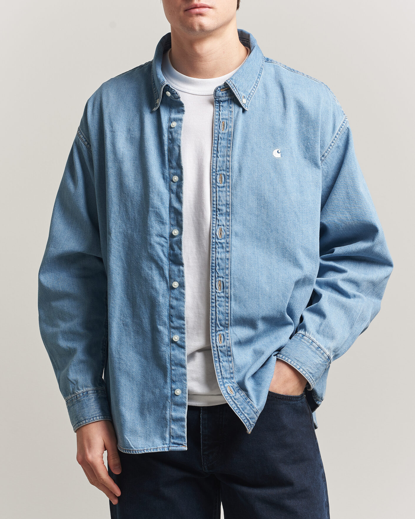 Men | Shirts | Carhartt WIP | Lucas Denim Shirt Blue Bleached