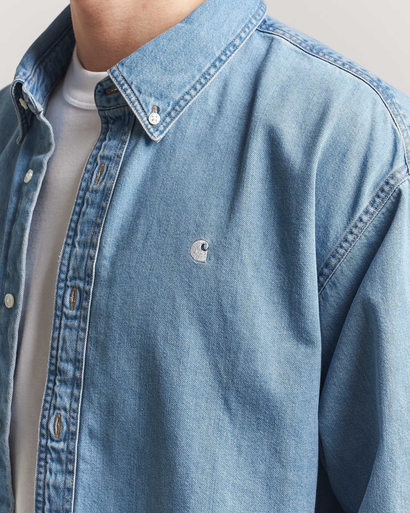 Men | Shirts | Carhartt WIP | Lucas Denim Shirt Blue Bleached