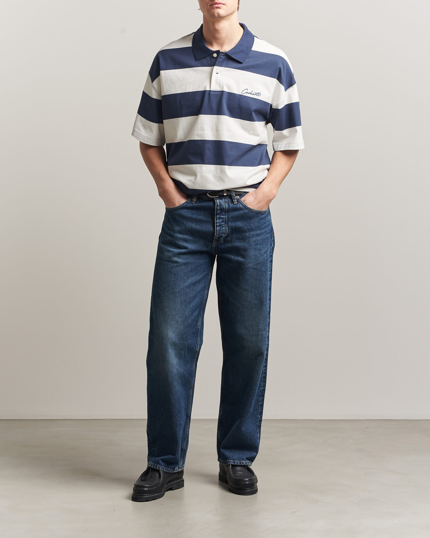 Carhartt WIP Delrey Polo Blue Stripe at CareOfCarl.com