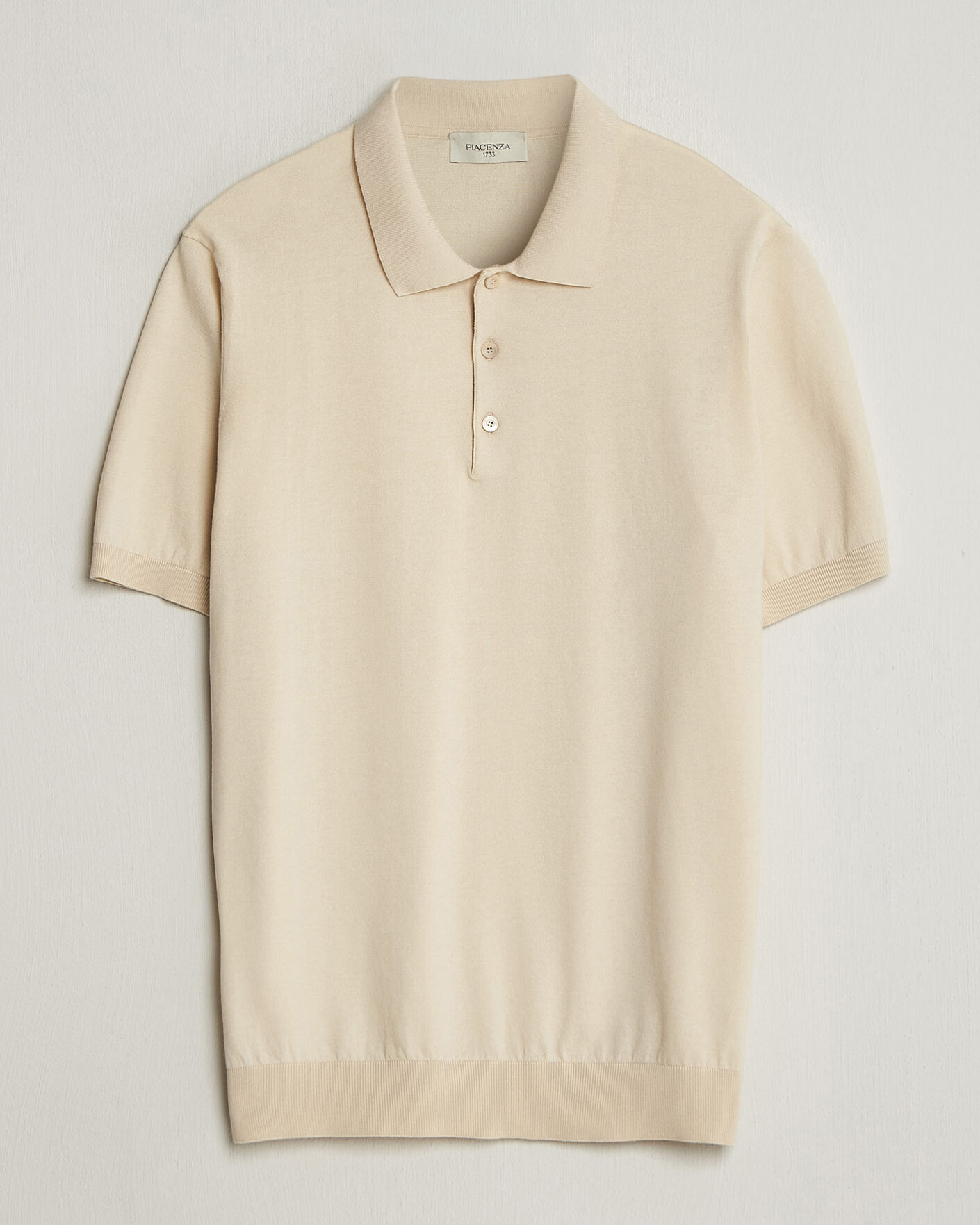 Piacenza Cashmere Short Sleeve Knitted Polo Off White at