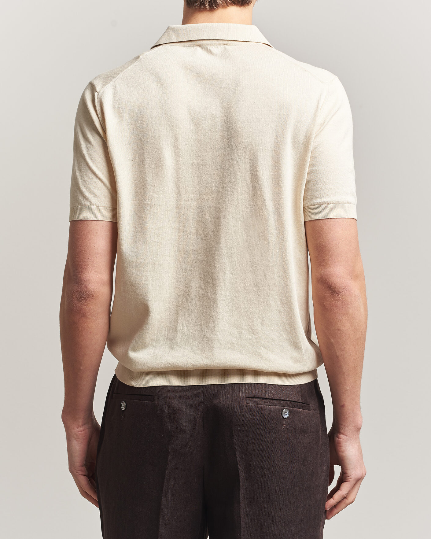 Men | Polo Shirts | Piacenza Cashmere | Short Sleeve Knitted Polo Off White