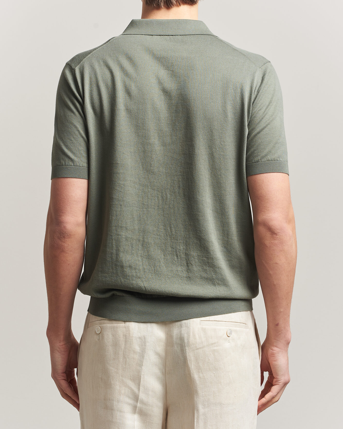Men | Polo Shirts | Piacenza Cashmere | Short Sleeve Knitted Polo Sage