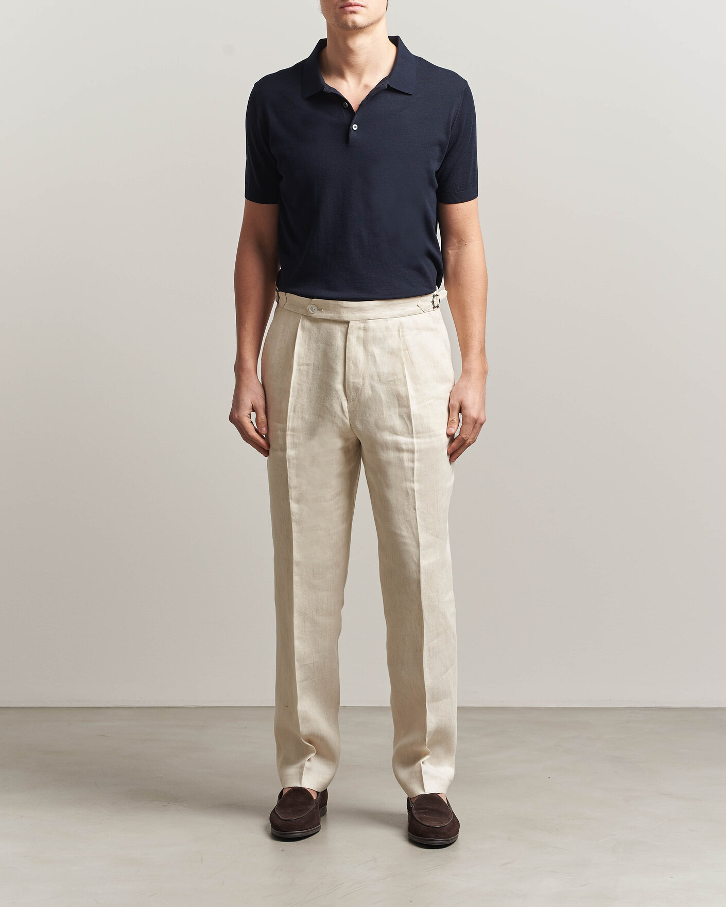 Men | Polo Shirts | Piacenza Cashmere | Short Sleeve Knitted Polo Navy