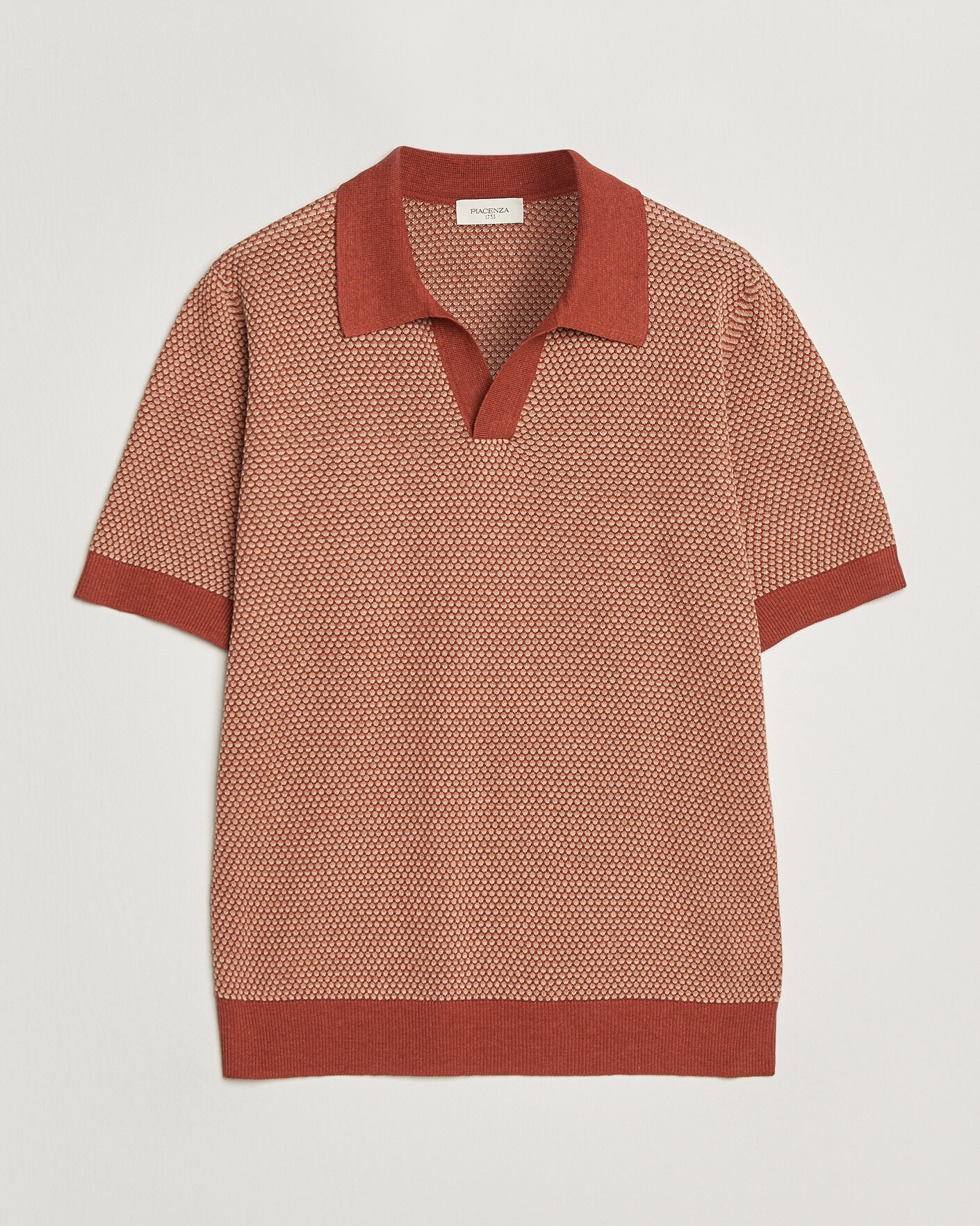 Men | Polo Shirts | Piacenza Cashmere | Silk/Linen Honeycomb Knitted Polo Red