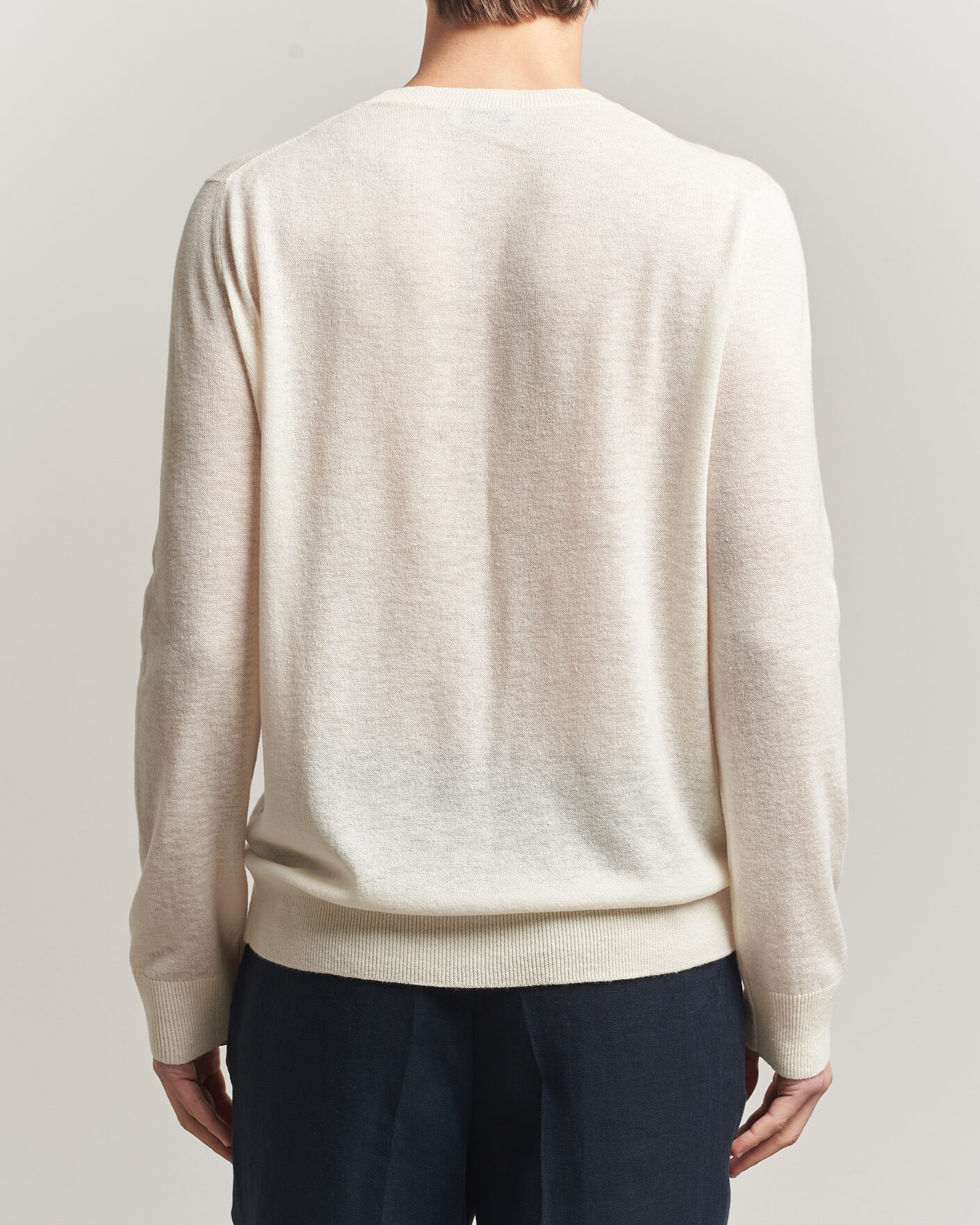 Men | Sweaters & Knitwear | Piacenza Cashmere | Soft Silk/Cashmere Crew Neck  Off White