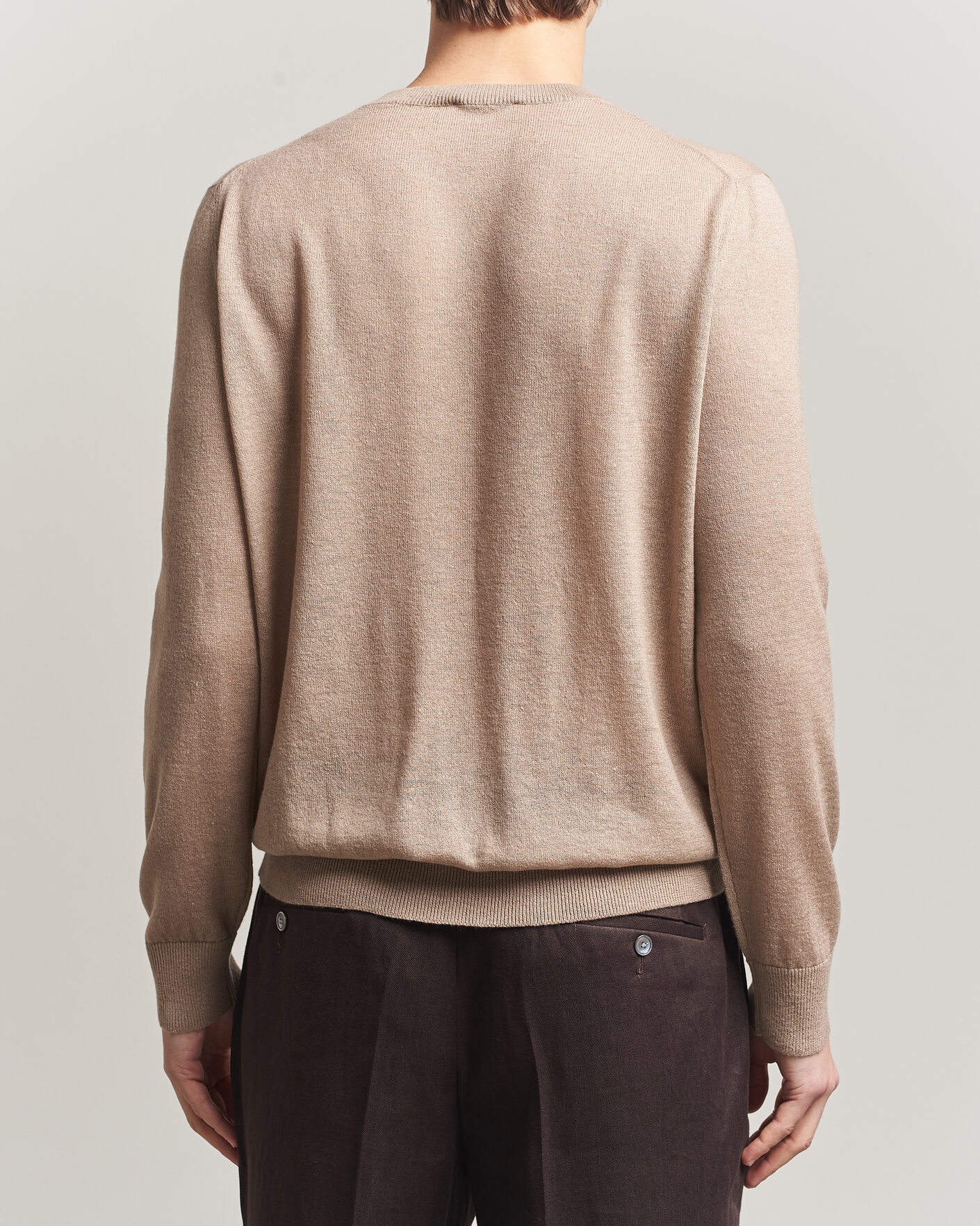 Men | Sweaters & Knitwear | Piacenza Cashmere | Soft Silk/Cashmere Crew Neck Beige