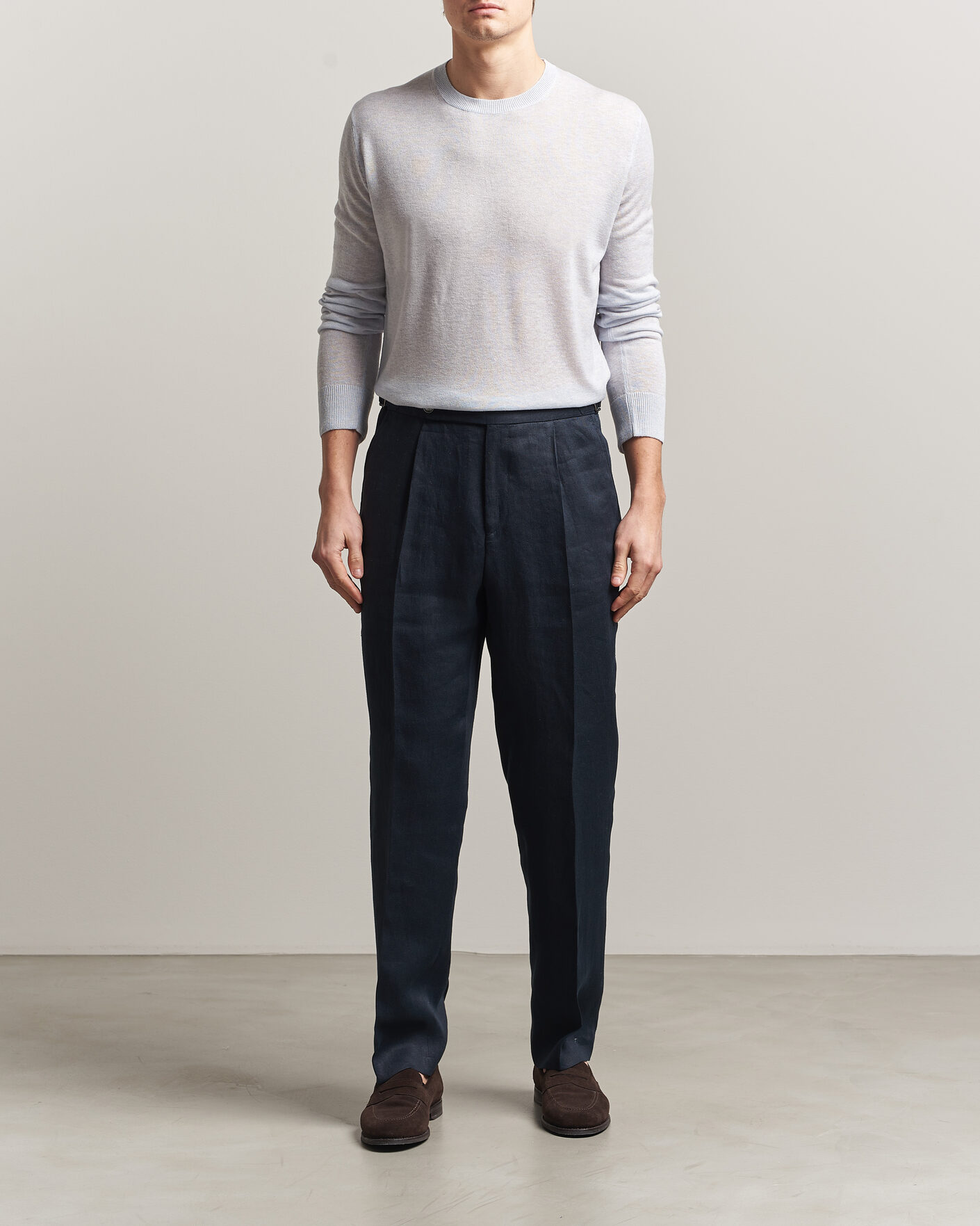 Men | Sweaters & Knitwear | Piacenza Cashmere | Soft Silk/Cashmere Crew Neck  Sky Blue