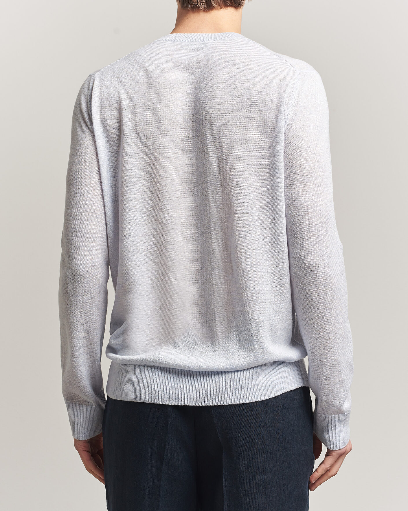 Men | Sweaters & Knitwear | Piacenza Cashmere | Soft Silk/Cashmere Crew Neck Sky Blue