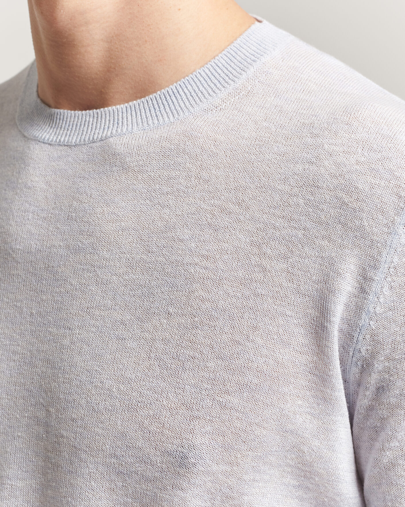 Men | Sweaters & Knitwear | Piacenza Cashmere | Soft Silk/Cashmere Crew Neck  Sky Blue