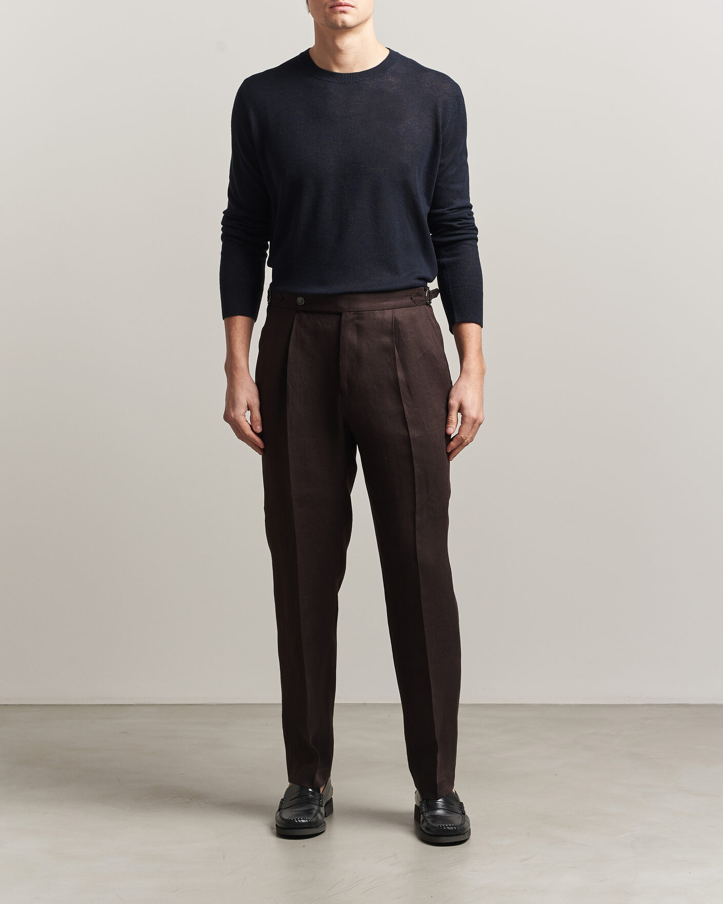 Men | Sweaters & Knitwear | Piacenza Cashmere | Soft Silk/Cashmere Crew Neck Navy
