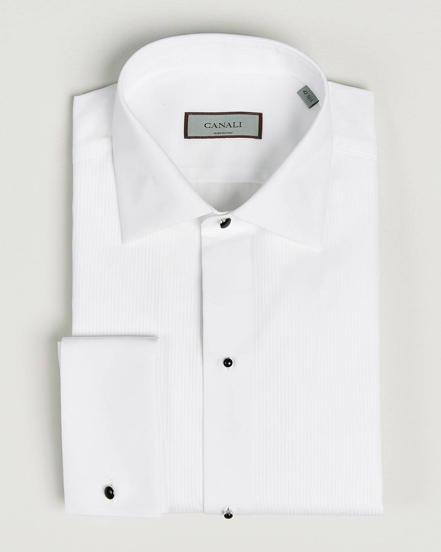Men | Shirts | Canali | Classic Black Studs Tuxedo Shirt White