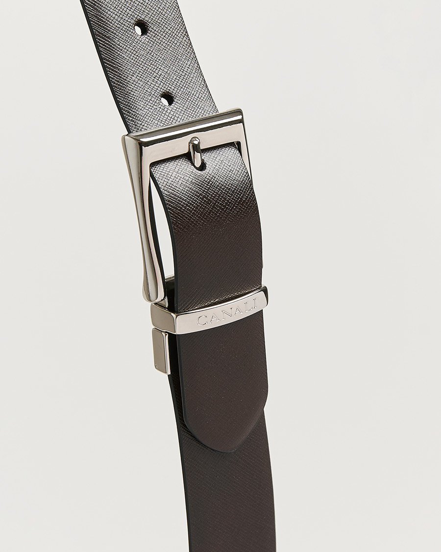 Men | Belts | Canali | Reversible Saffiano Belt Black/Brown