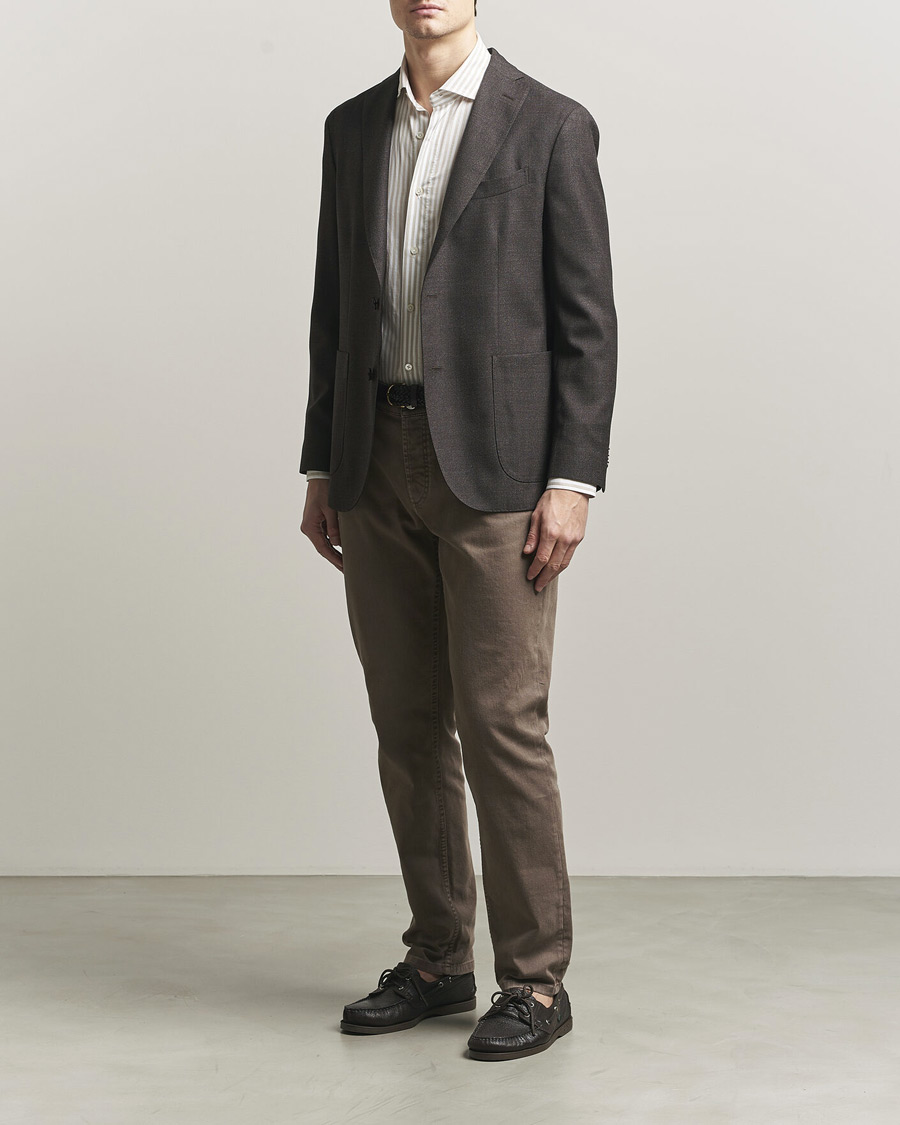 Men | Blazers | Boglioli | K Jacket Wool Hopsack Blazer Dark Brown