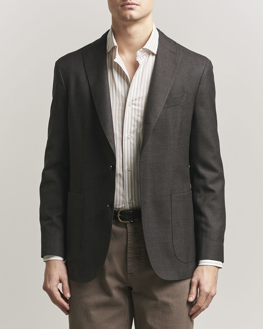 <美品>BOGLIOLI K.JACKET ブラウン ウール ジャケット 48 Boglioli K Jacket Wool Herringbone Blazer Dark Brown at CareOfCarl.com