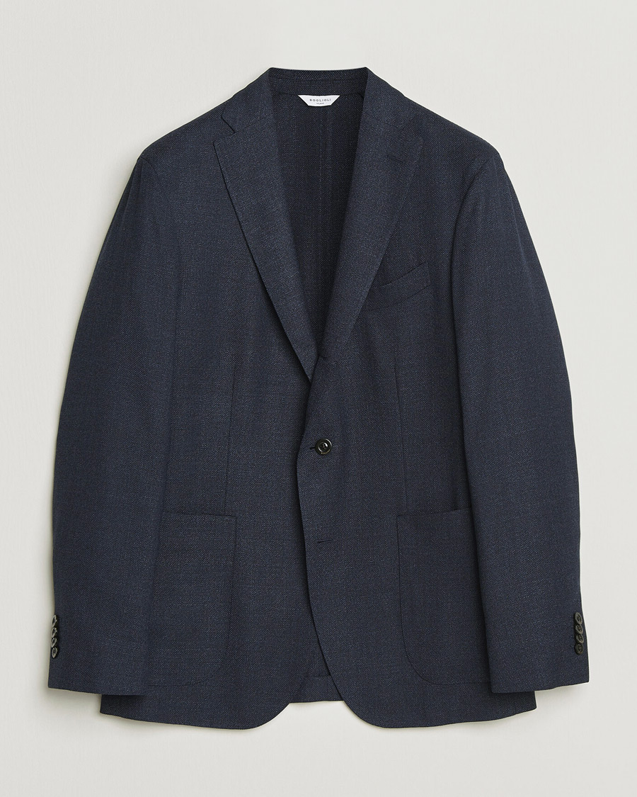 Men | Blazers | Boglioli | K Jacket Wool Hopsack Blazer Dark Blue