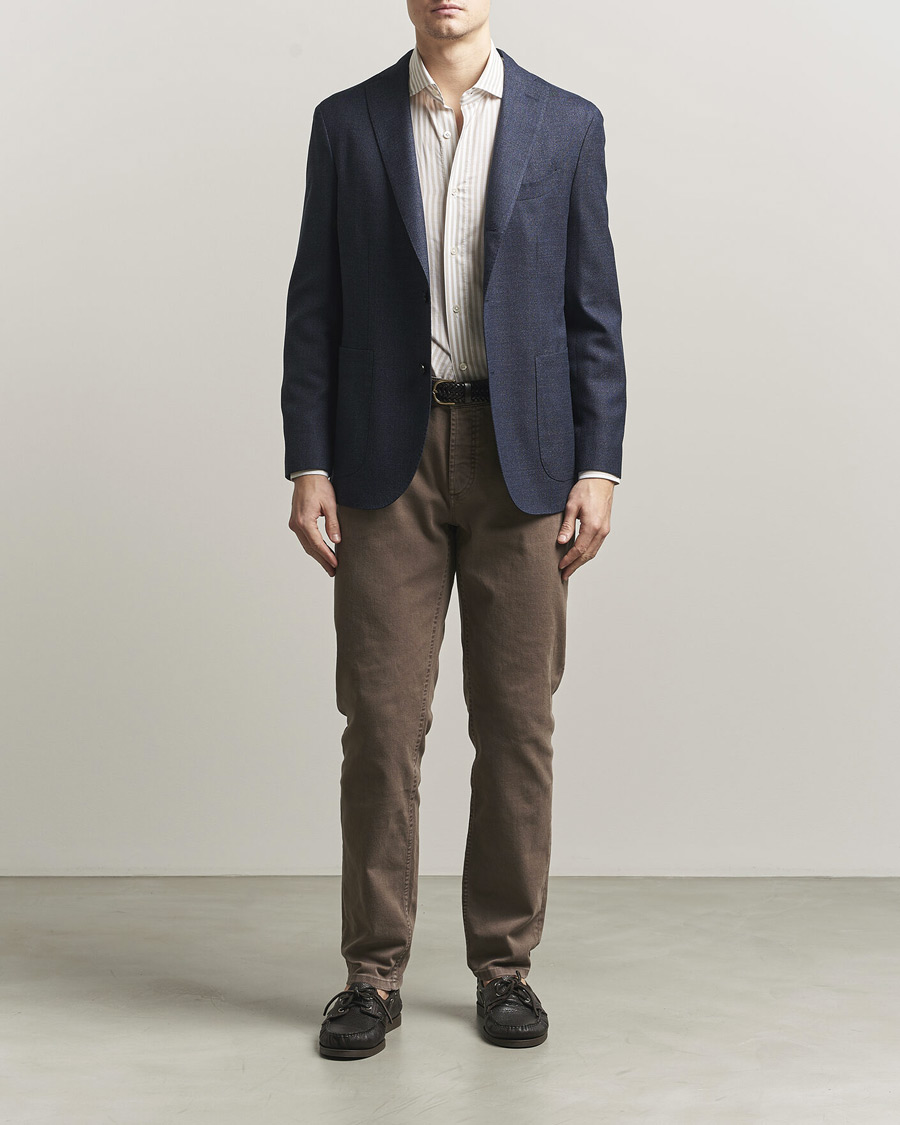 Boglioli K Jacket Wool Hopsack Blazer Dark Blue at CareOfCarl.com