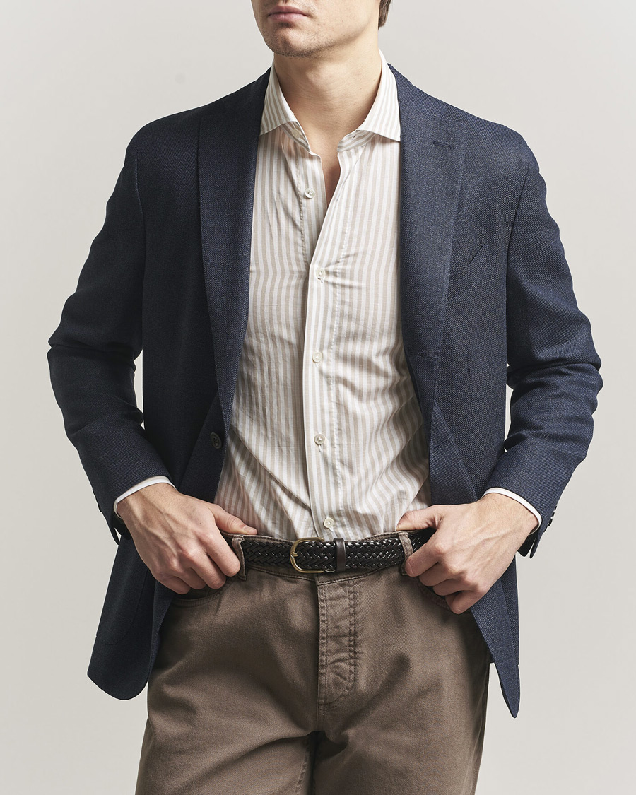 Boglioli K Jacket Wool Hopsack Blazer Dark Blue at CareOfCarl.com