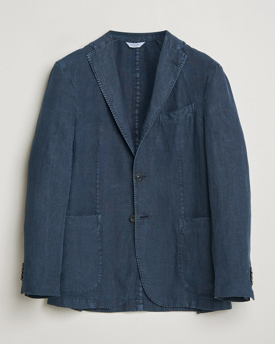 近年　BOGLIOLI COAT 紺ブレ　リネンダブルテーラードジャケット　M Boglioli K Jacket Linen Blazer Navy at CareOfCarl.com