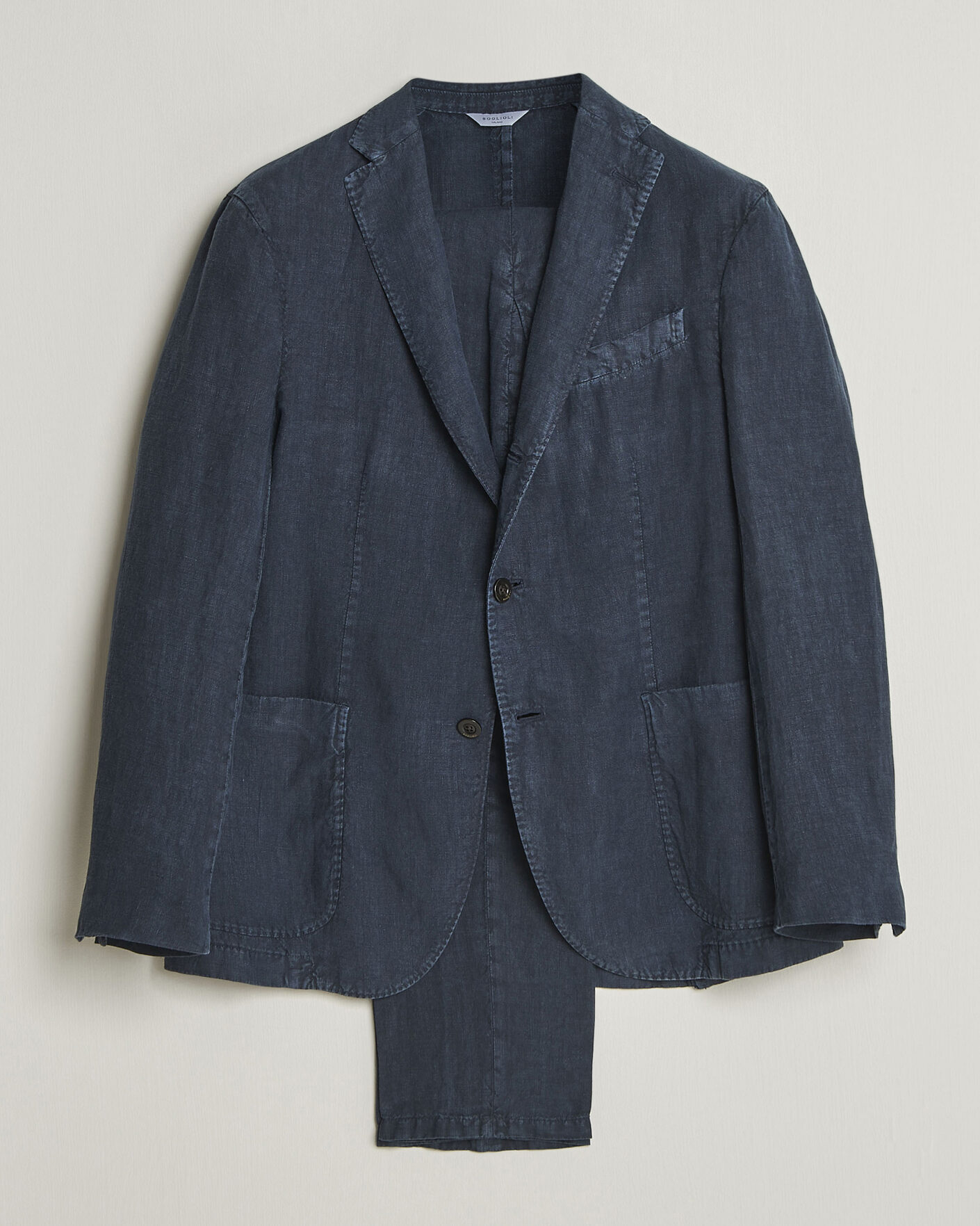 Boglioli K Jacket Linen Suit Navy at CareOfCarl.com