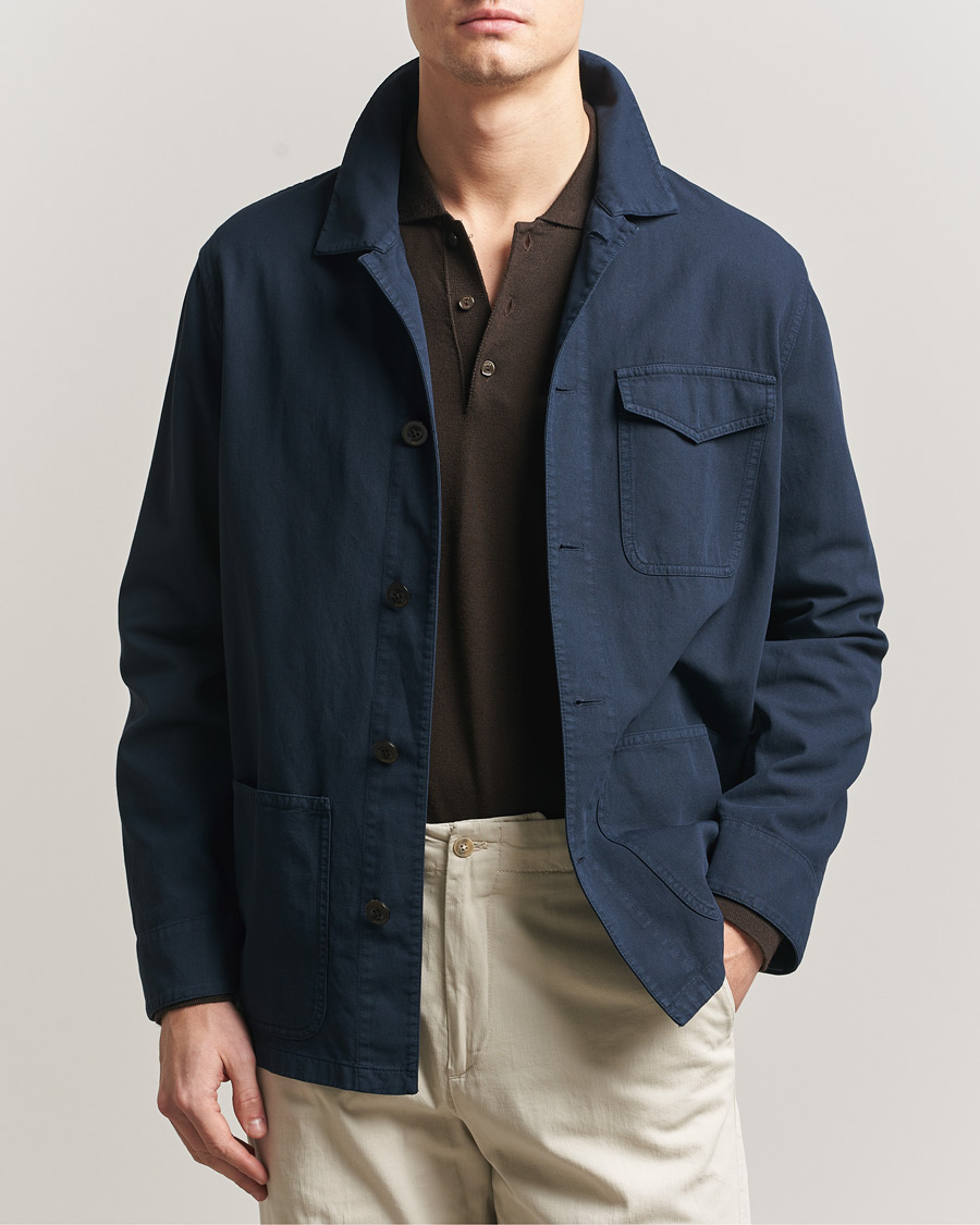 Men | Coats & Jackets | Boglioli | Cotton Gabardine Work Jacket Navy