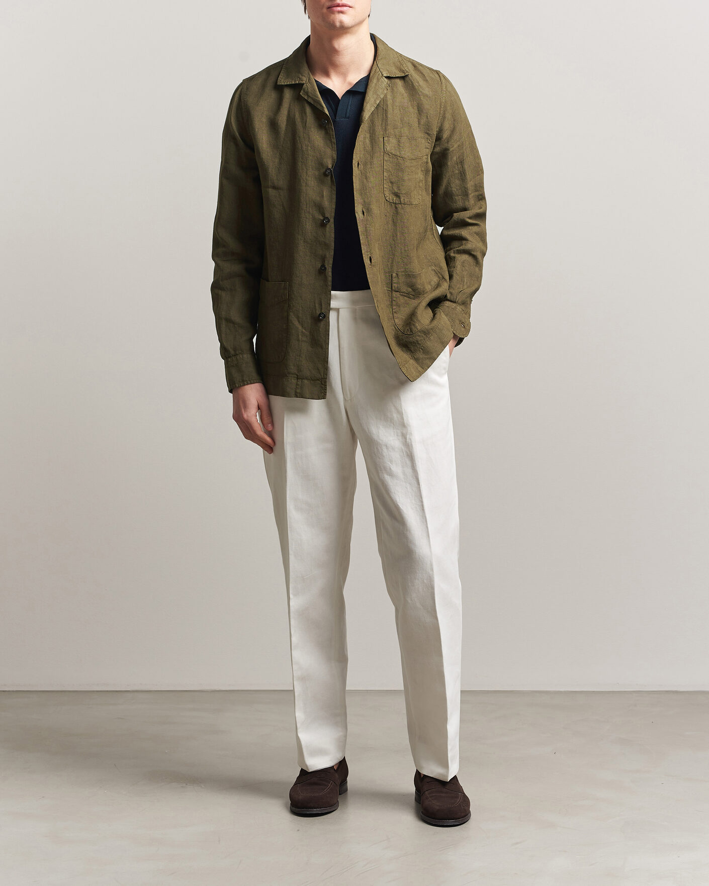Men | Coats & Jackets | Boglioli | Linen Painter Jacket Military