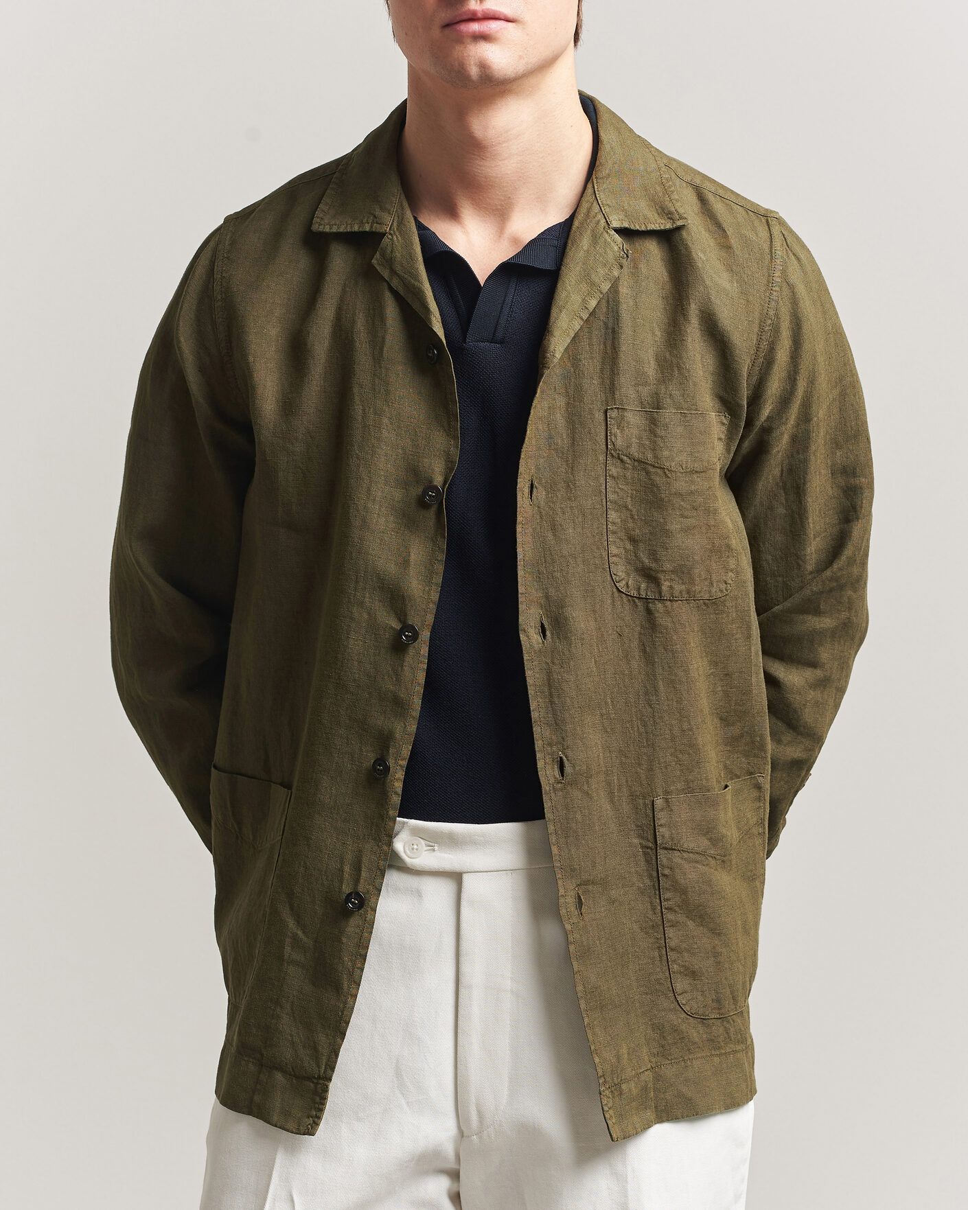 Boglioli Linen Painter Jacket Military at CareOfCarl.com