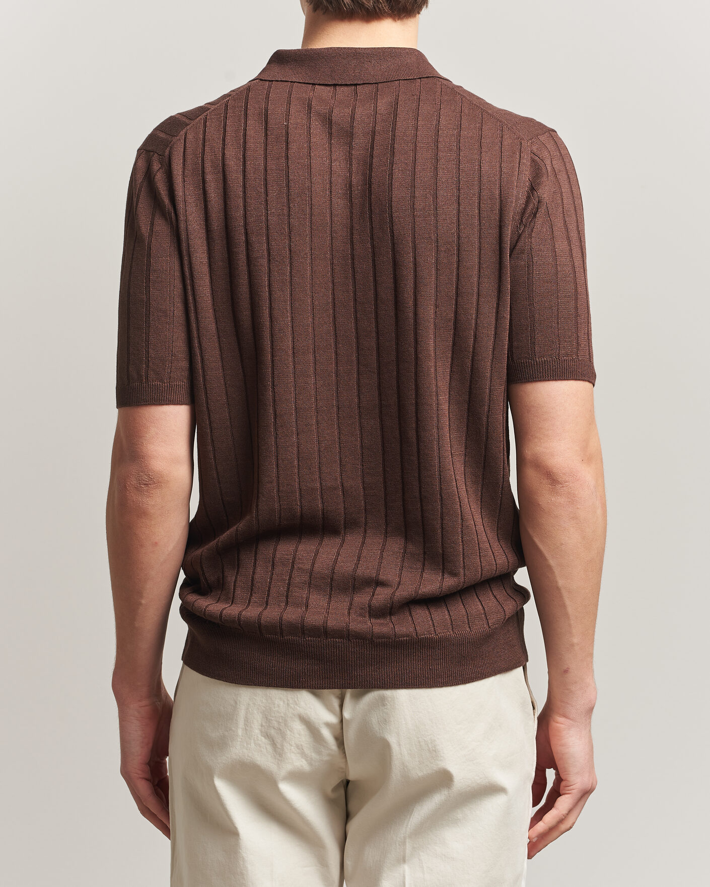 Men | Polo Shirts | Boglioli | Short Sleeve Knitted Rib Polo Brown