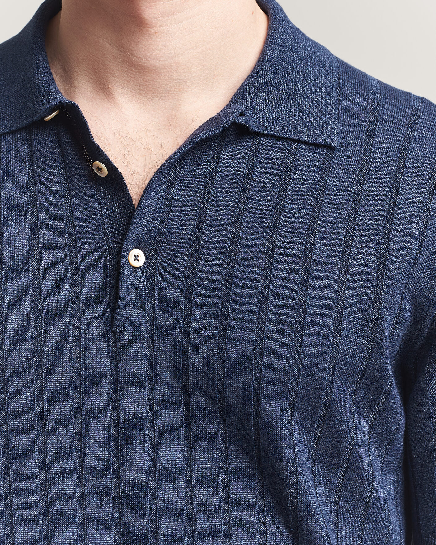 Men | Polo Shirts | Boglioli | Short Sleeve Knitted Rib Polo Navy