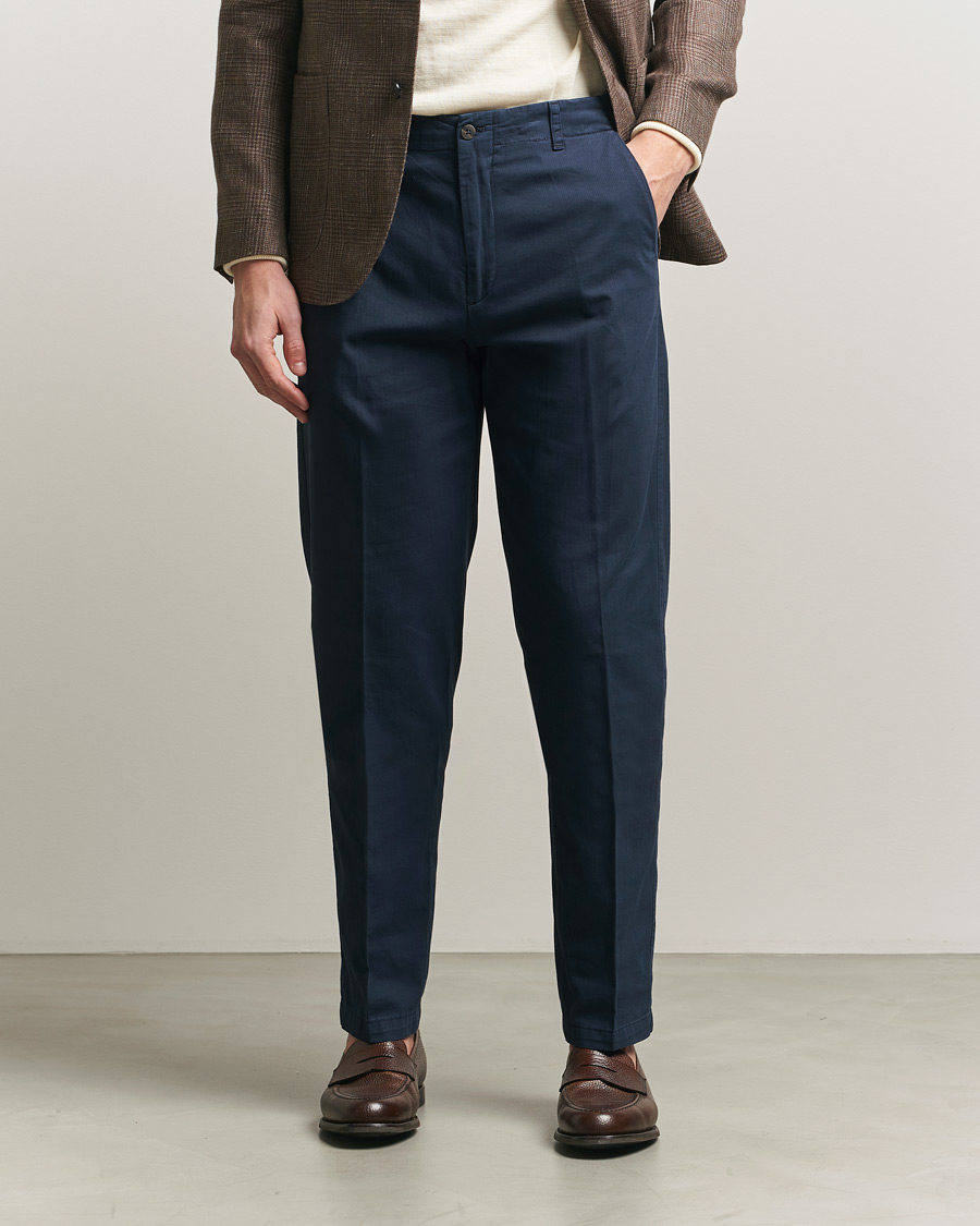 Men | Trousers | Boglioli | Regular Fit Cotton Chinos Navy