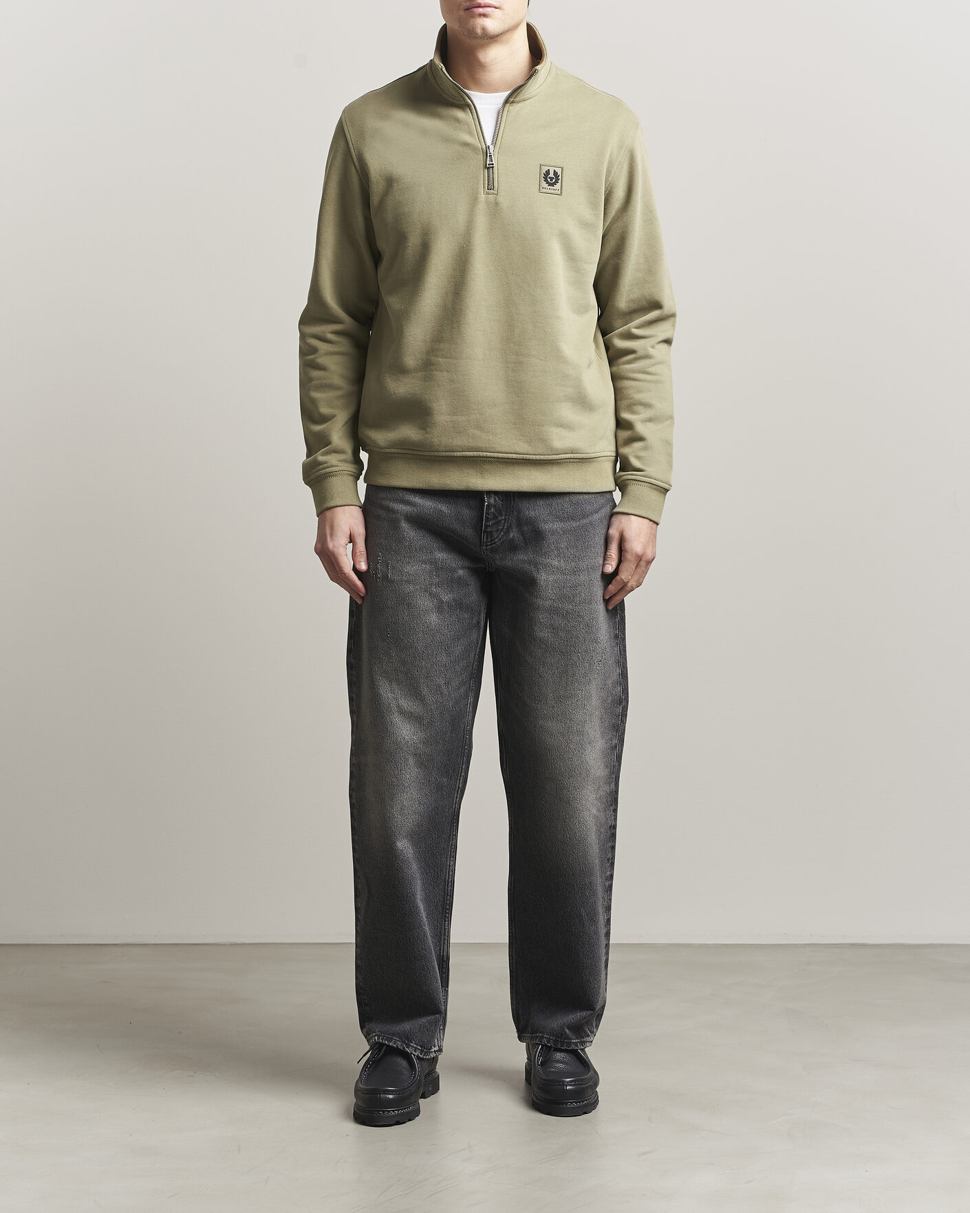 Men | Sweaters & Knitwear | Belstaff | Signature Half Zip Sweatshirt Fatigue Green