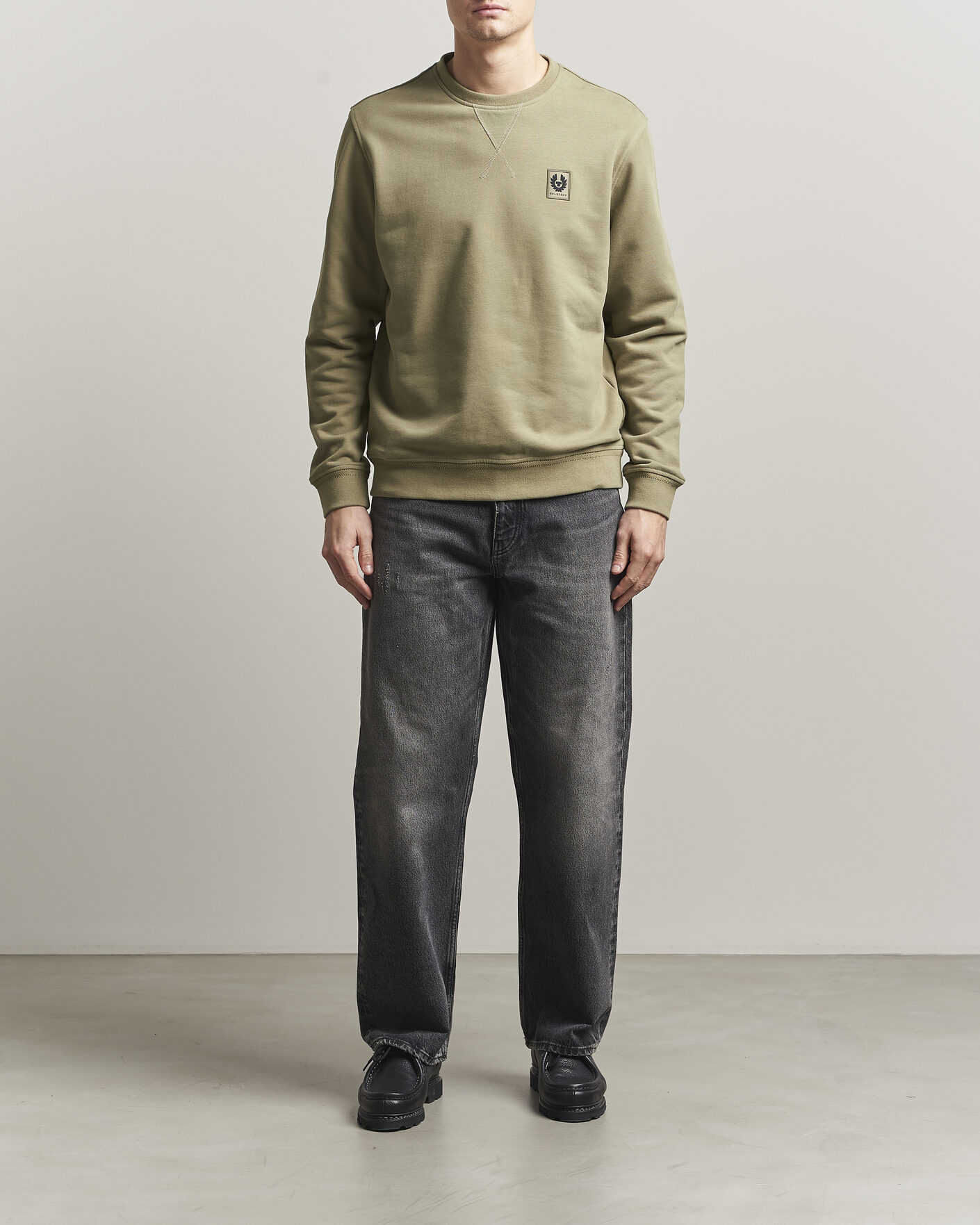 Men | Sweaters & Knitwear | Belstaff | Signature Crew Neck Sweatshirt Fatigue Green