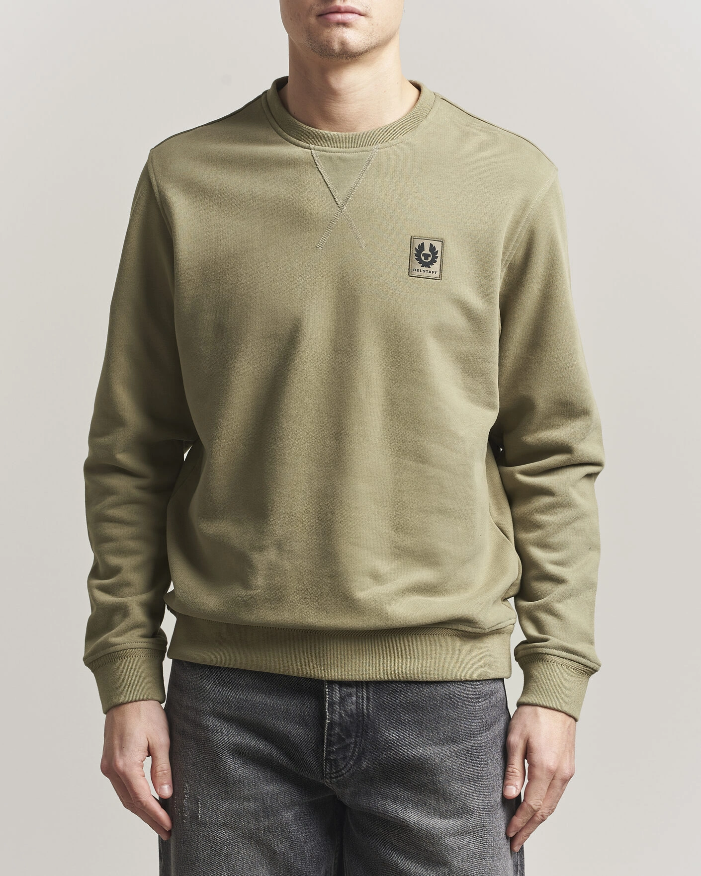 Men | Sweaters & Knitwear | Belstaff | Signature Crew Neck Sweatshirt Fatigue Green