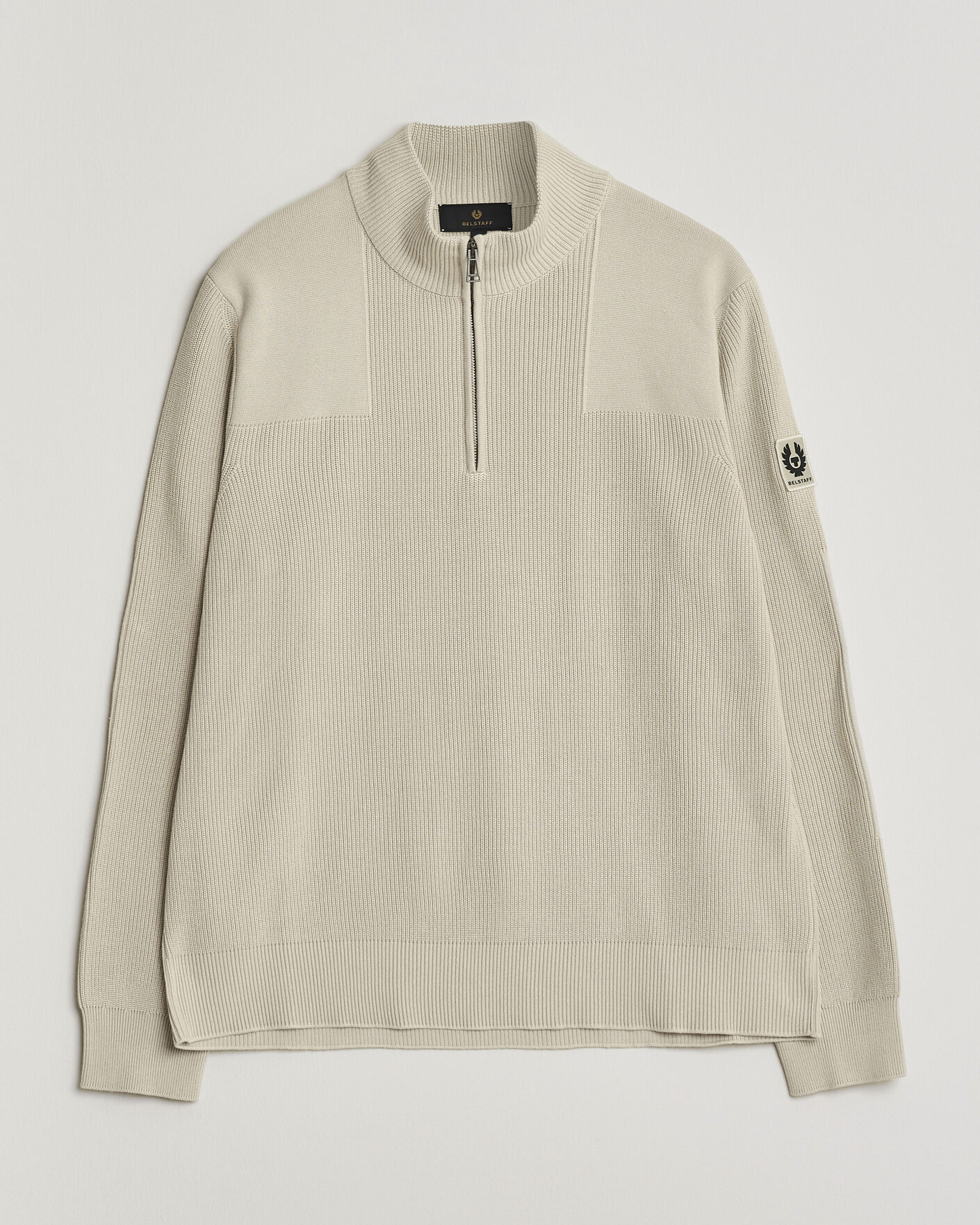 Men | Sweaters & Knitwear | Belstaff | Commander Half Zip Silver Birch