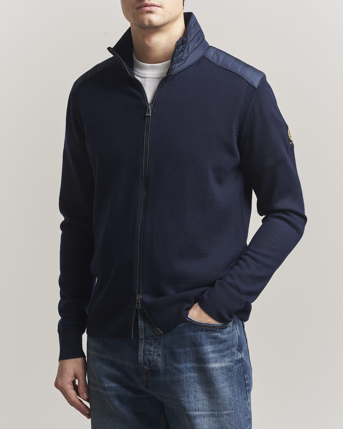 Men | Sweaters & Knitwear | Belstaff | Kelby Knitted Full Zip Dark Ink