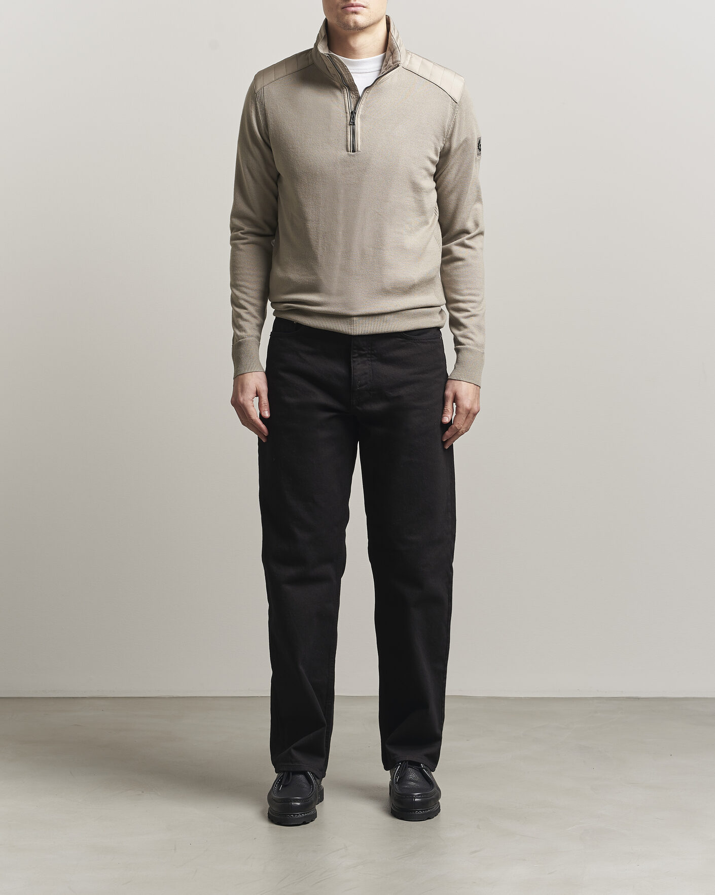 Men | Sweaters & Knitwear | Belstaff | Klimington Knitted Half Zip Dark Sand