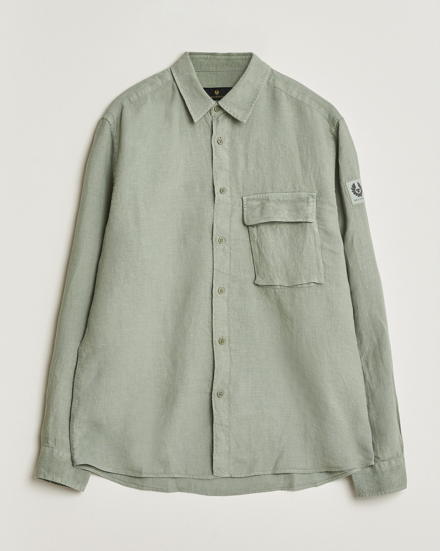 Men | Shirts | Belstaff | Scale Linen Shirt Lichen