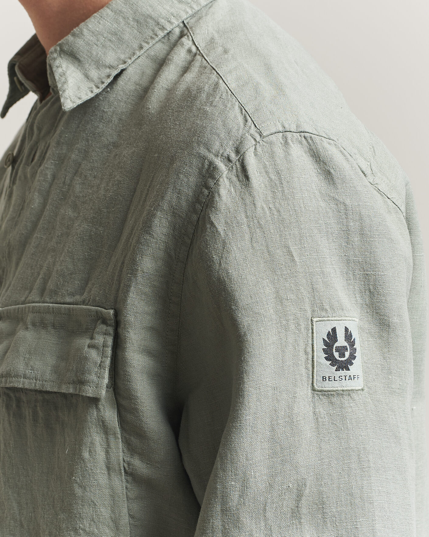 Men | Shirts | Belstaff | Scale Linen Shirt Lichen