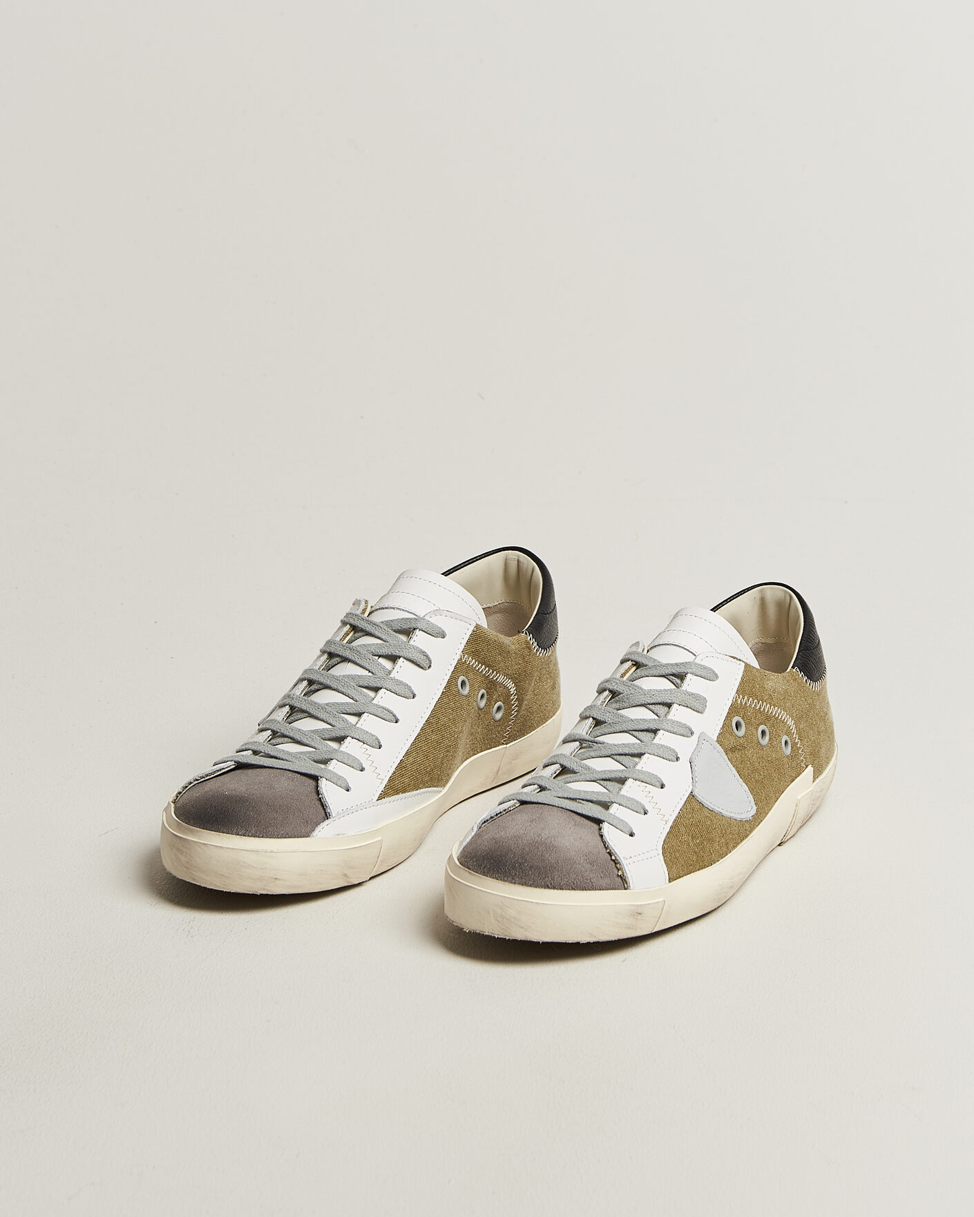 Men | Sneakers | Philippe Model | PRSX Low Top Canvas Mix Sneaker Grey/Military