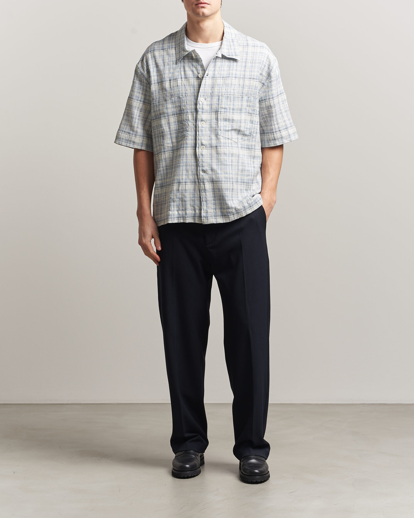 Men | Shirts | Sunflower | Adam Short Sleeve Shirt Light Blue Check