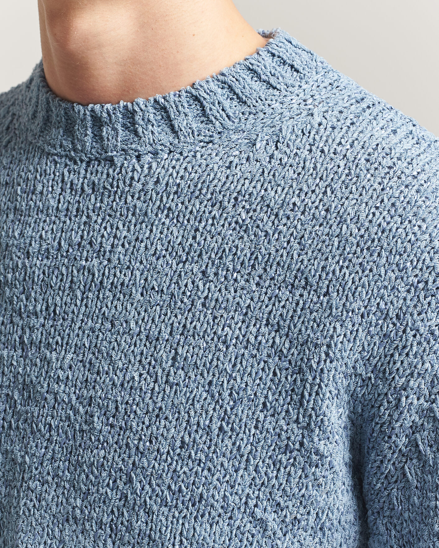 Men | Sweaters & Knitwear | Sunflower | Frederik Cotton Blend Sweater Light Blue