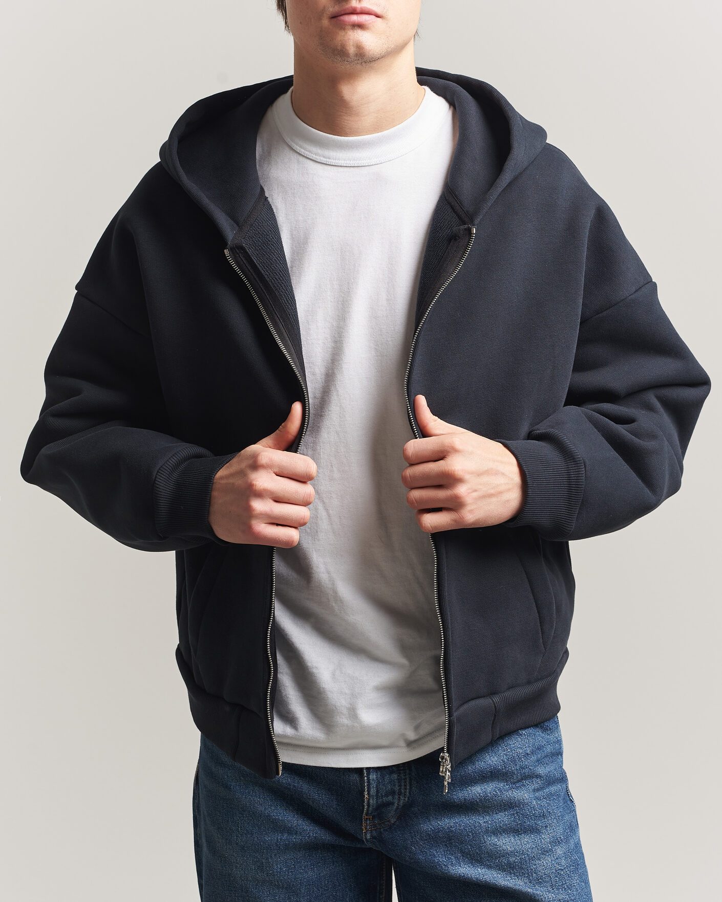 Men | Sweaters & Knitwear | Sunflower | Hooded Sweat Jacket Black