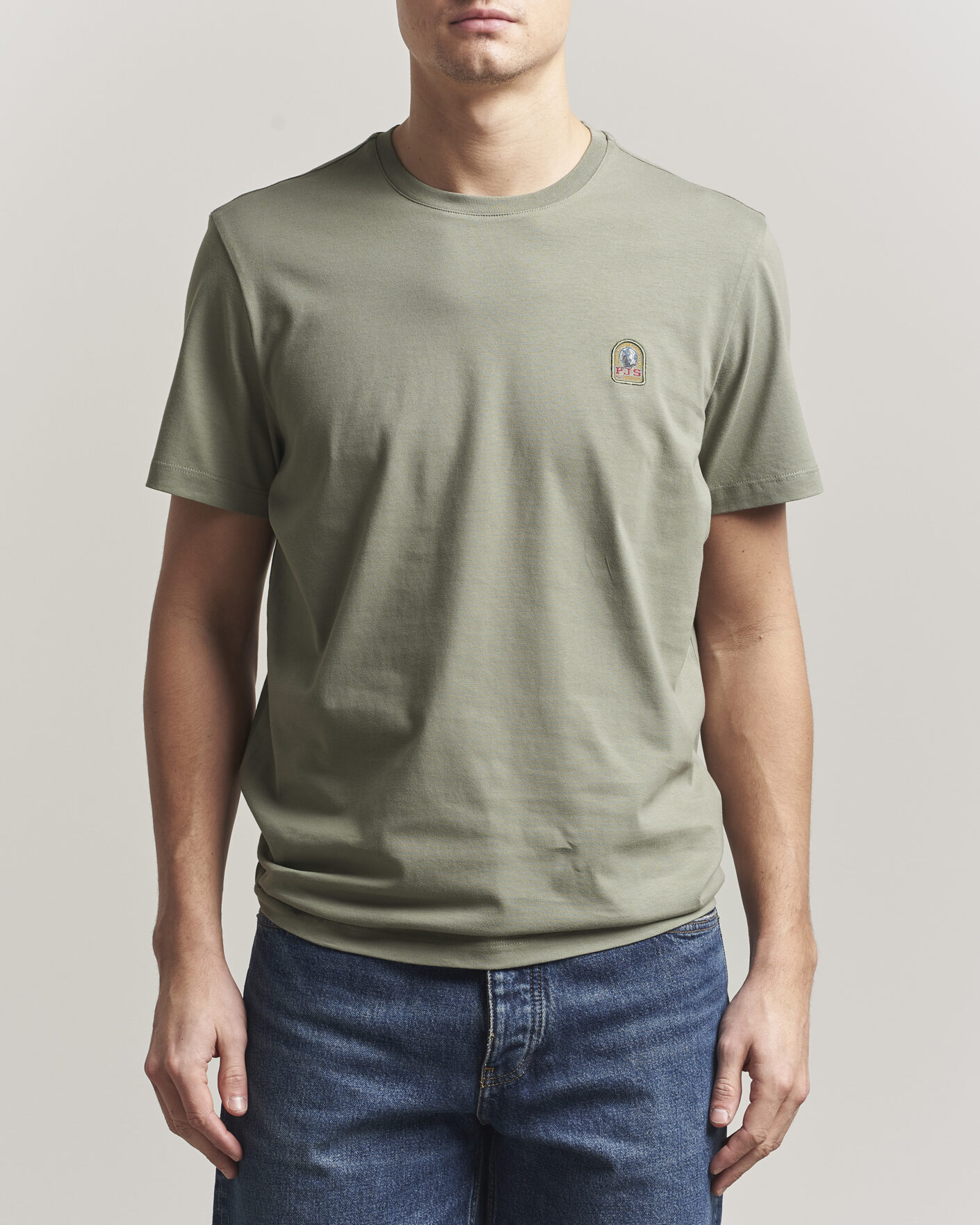 Men | T-Shirts | Parajumpers | Patch Crew Neck T-Shirt Ashen Sage