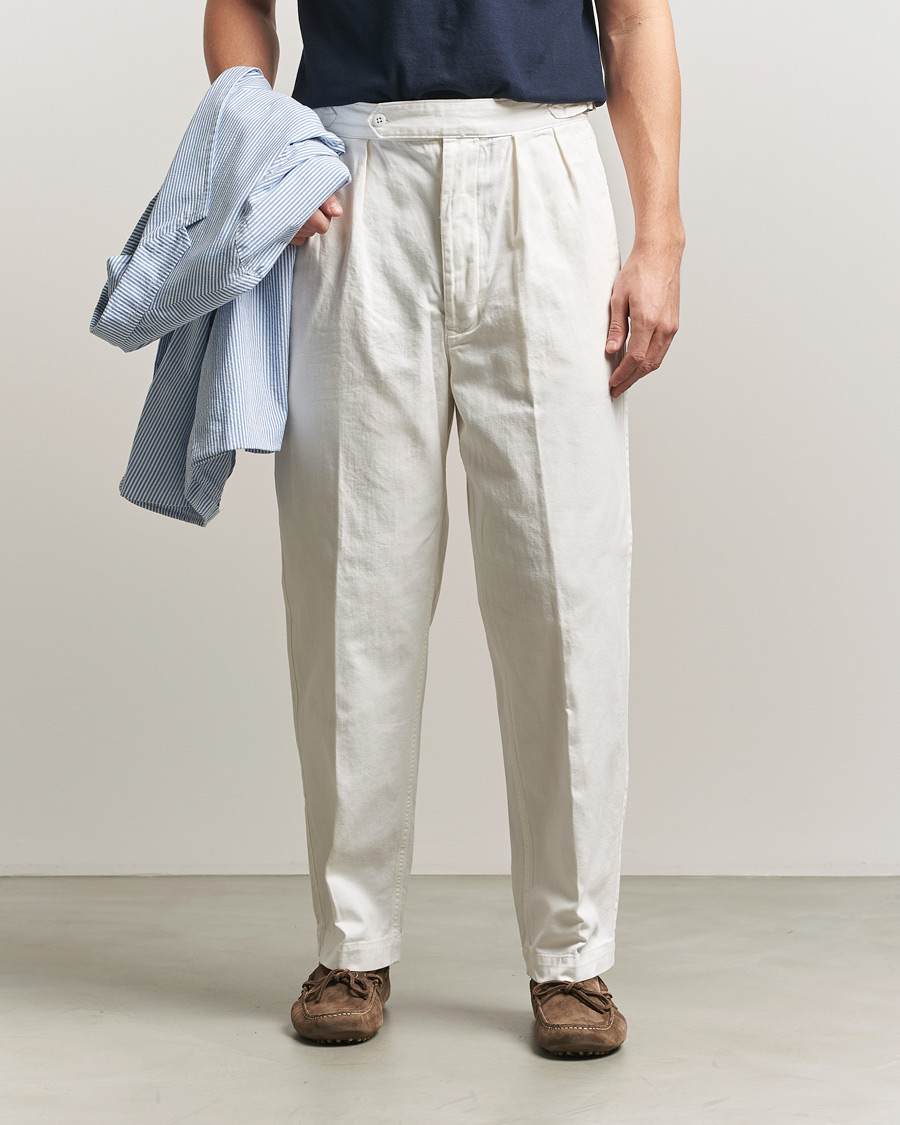 Men | Trousers | Polo Ralph Lauren | Pleated Cotton Twill Chinos Deckwash White