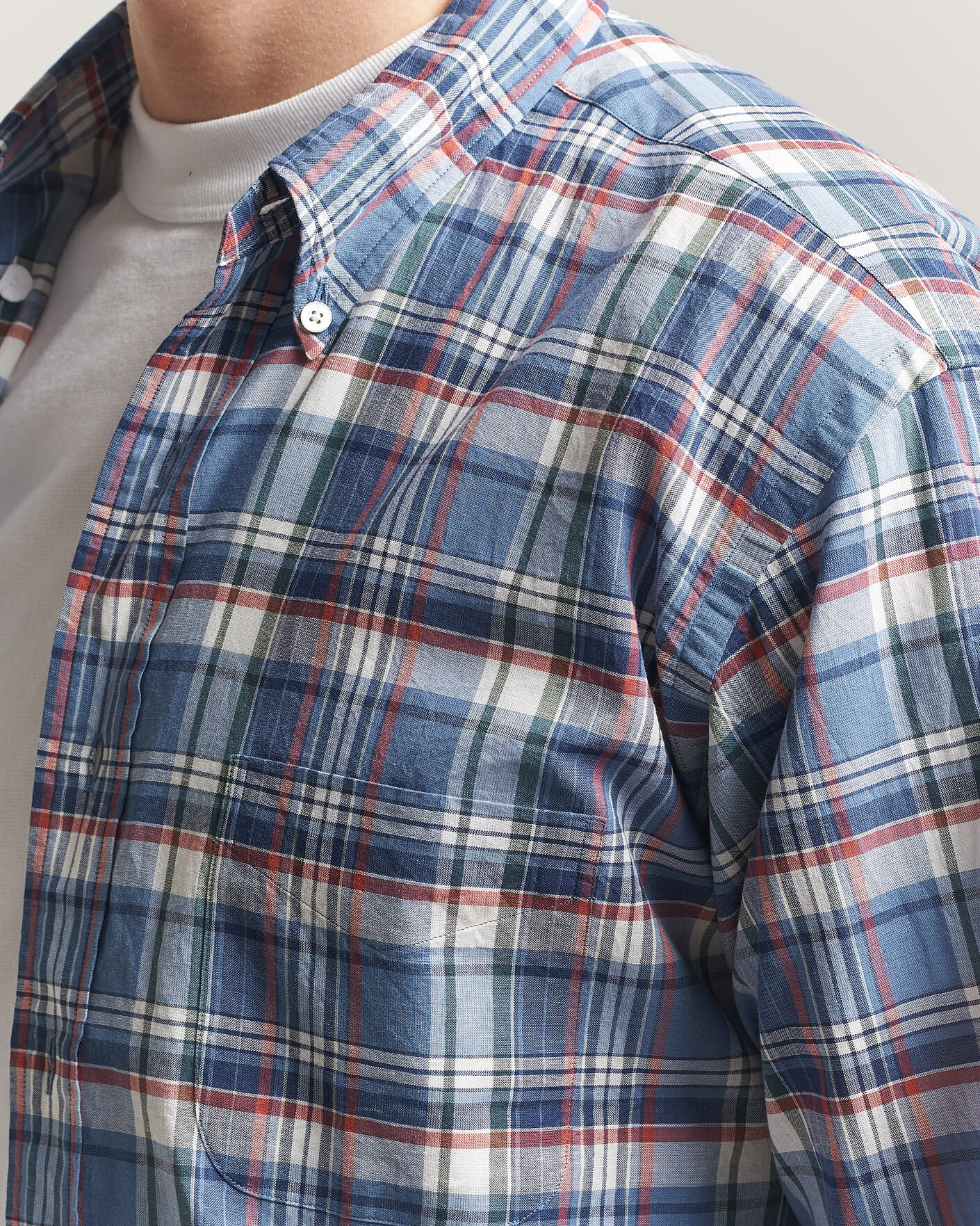 Men | Shirts | Kamakura Shirts | Vintage Ivy Button Down Shirt Blue Madras