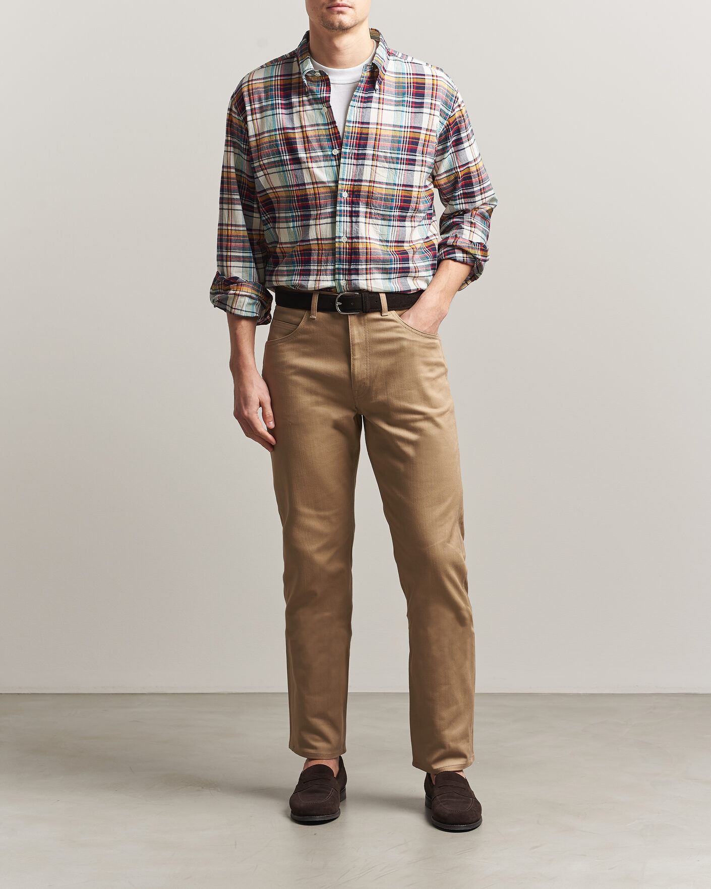 Men | Shirts | Kamakura Shirts | Vintage Ivy Button Down Shirt Yellow Madras