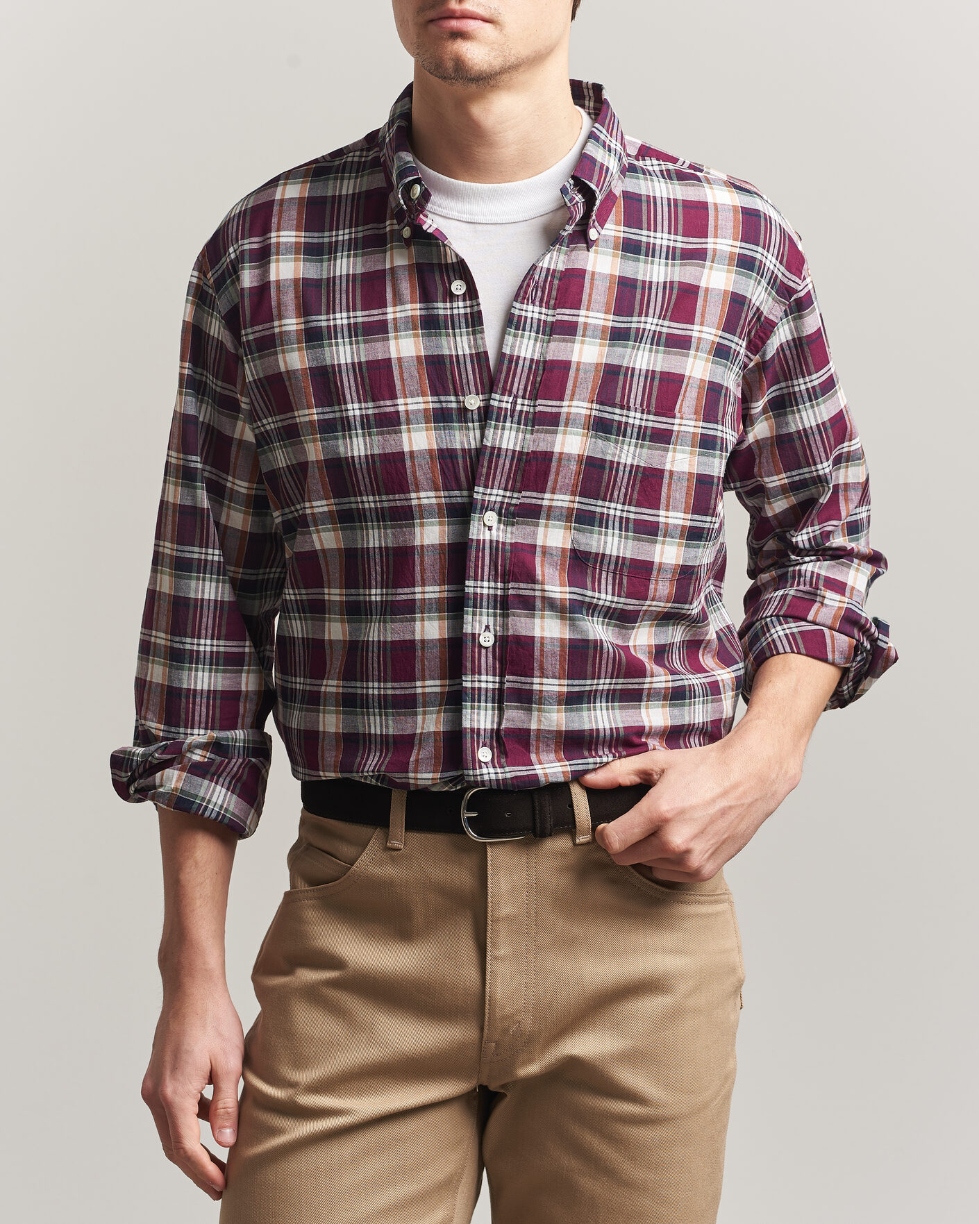 Men | Shirts | Kamakura Shirts | Vintage Ivy Button Down Shirt Red Madras