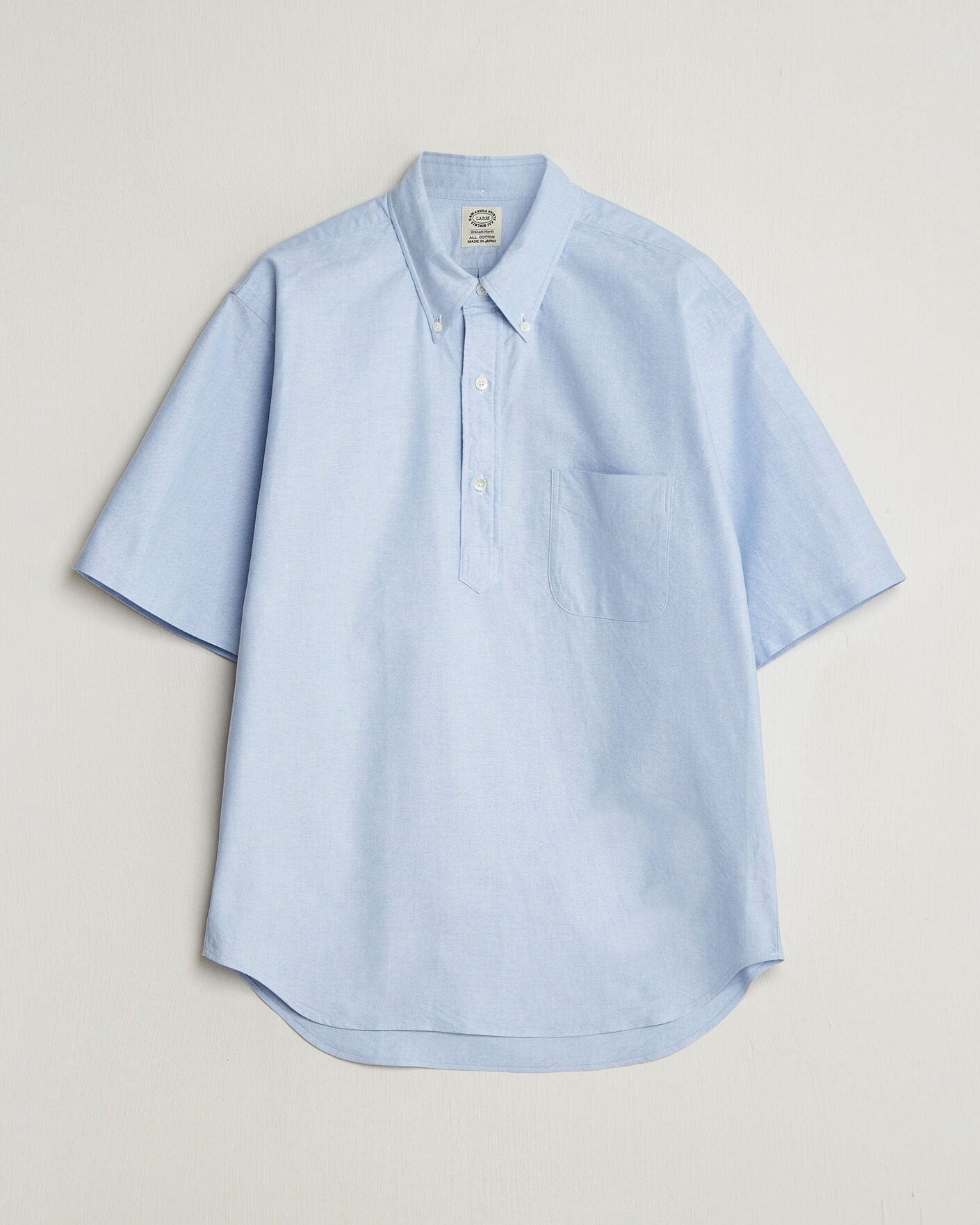 Men | Shirts | Kamakura Shirts | Vintage Ivy Half Sleeve Oxford Popover Light Blue