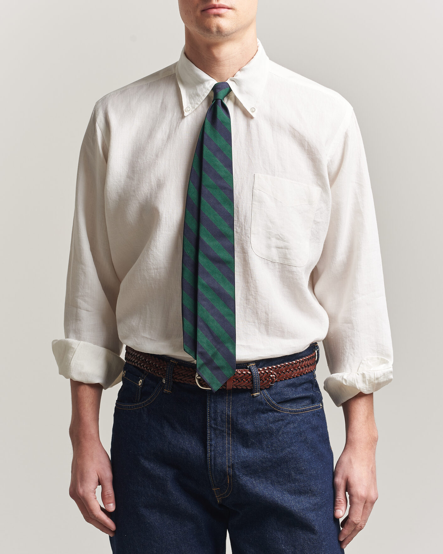 Men | Shirts | Kamakura Shirts | Linen Ametora Shirt White